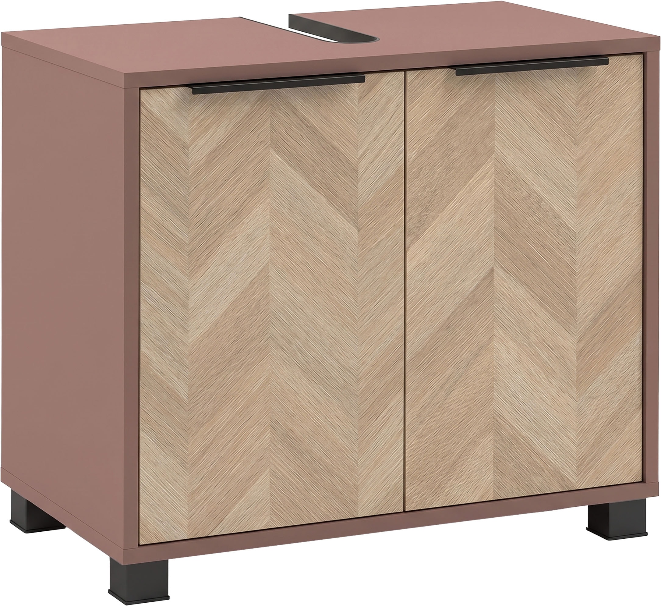 Schildmeyer Waschbeckenunterschrank »PIAZZA, 2 Türen, Breite 65,1 cm, MADE IN GERMANY« 1 Stk. tlg. Türen im Fischgräten-Dekor, MADE IN GERMANY