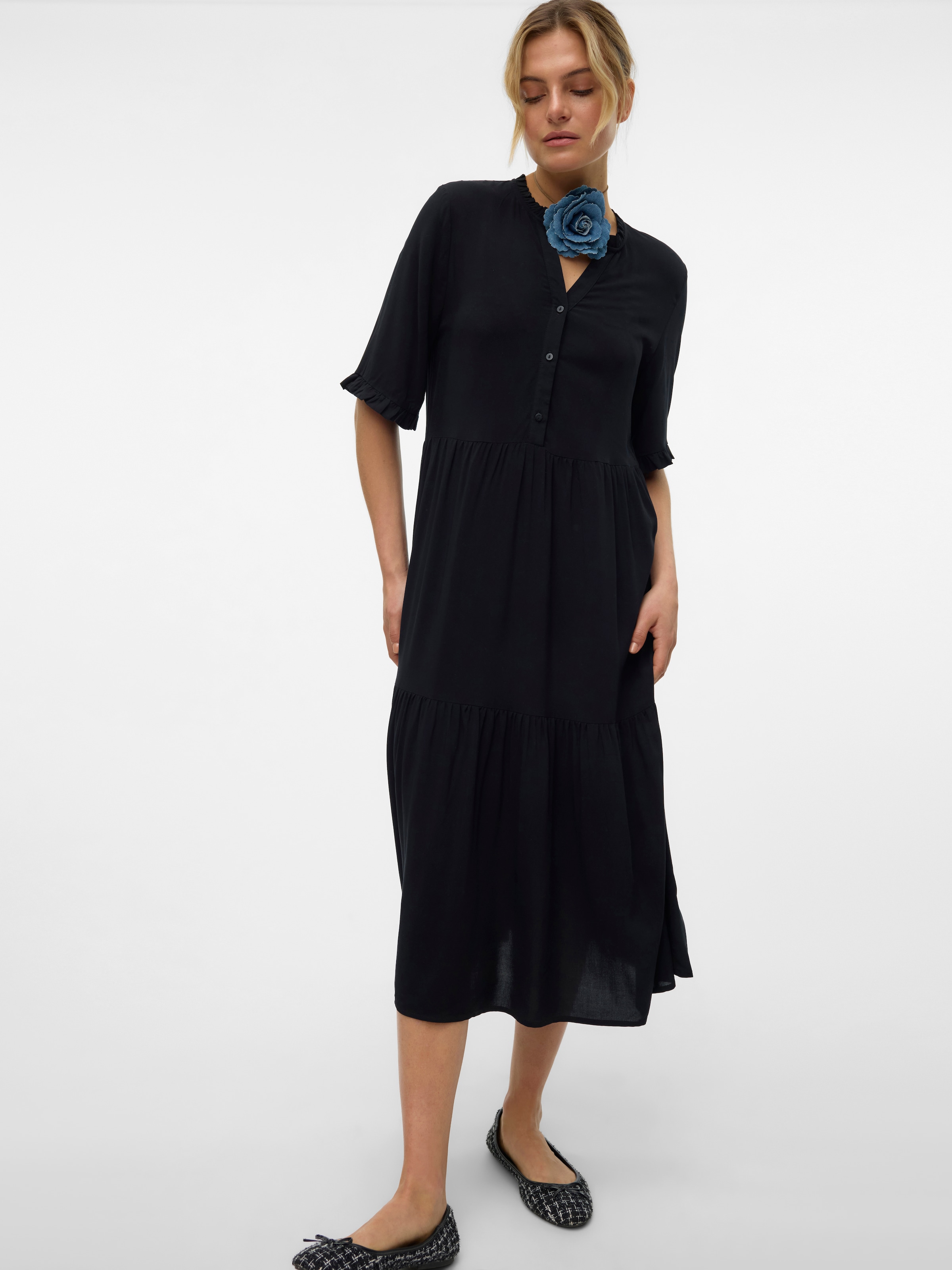 Vero Moda Sommerkleid »VMEASY JOY 2/4 FRL CALF DRESS WVN GA« Viskose, regular fit