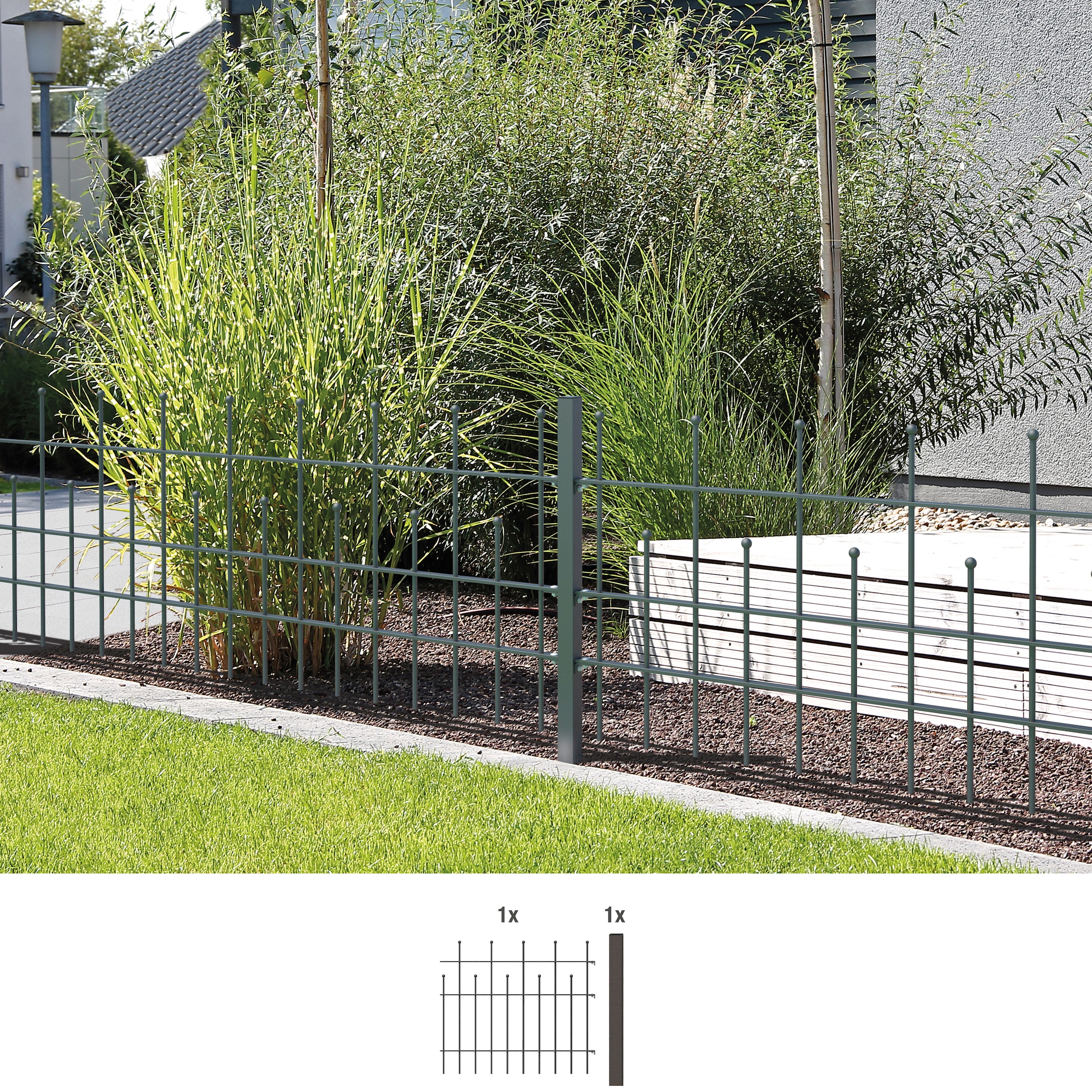 Alberts Metallzaun »Anbauset Madrid« Höhe: 49,5, 73,5 und 98,5 cm, Breite: 200 cm, zum Einbetonieren
