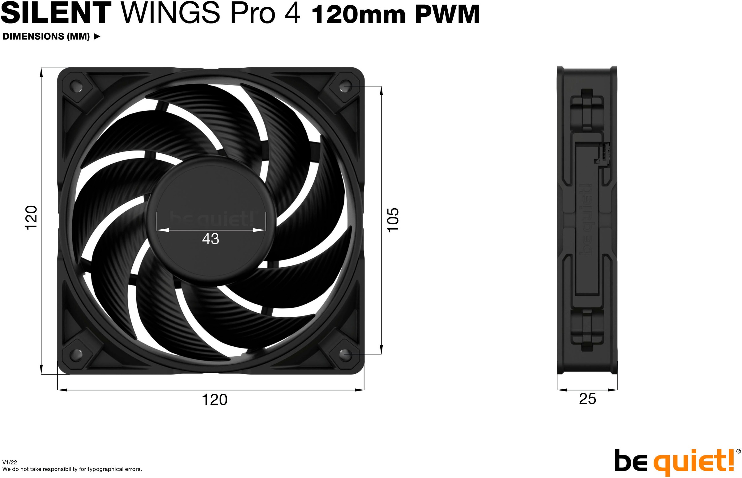 be quiet! Gehäuselüfter »SILENT WINGS PRO 4 120mm PWM«
