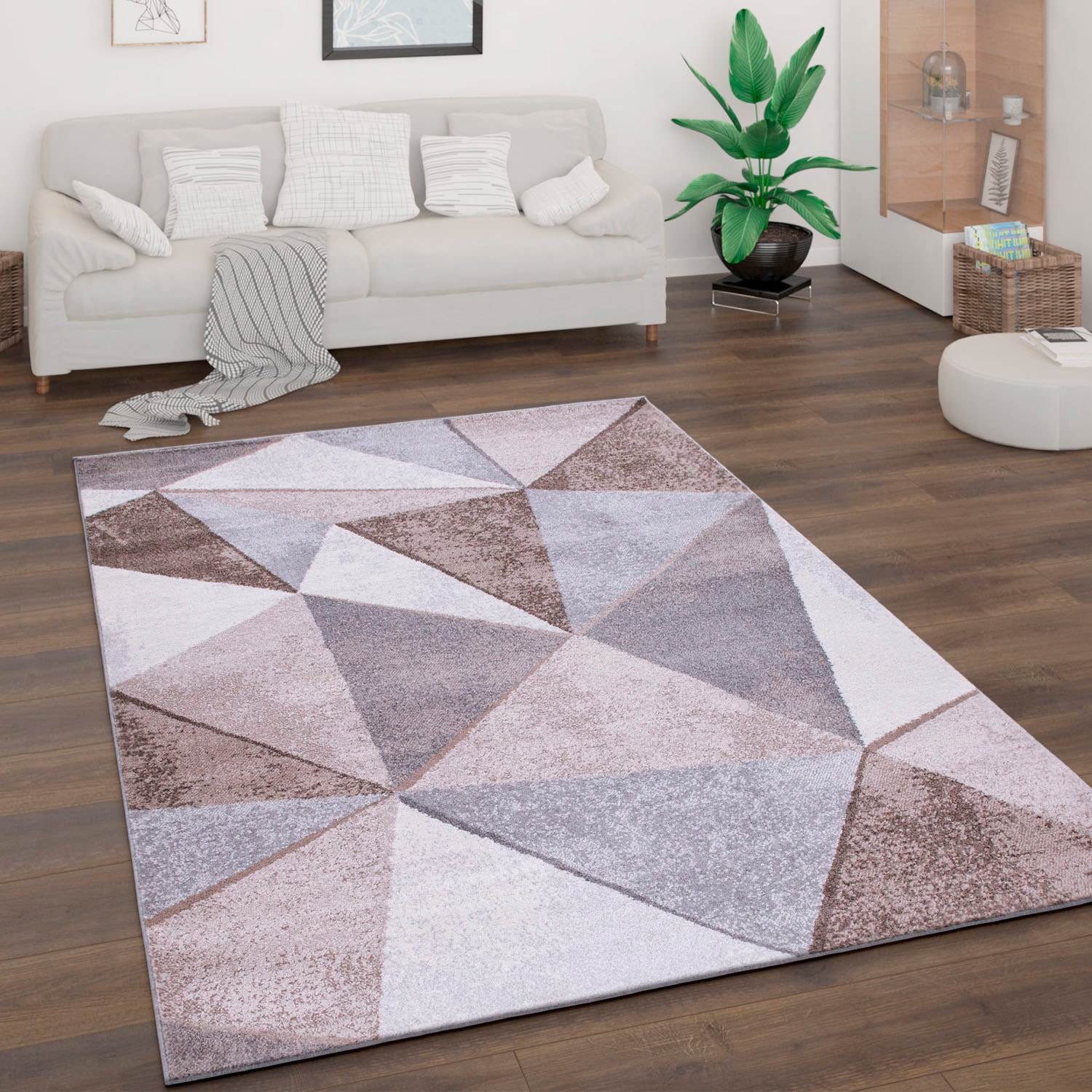 Paco Home Teppich »Bari 874«, rechteckig, 13 mm Höhe, Kurzflor, modernes geometrisches Design, Used-Look
