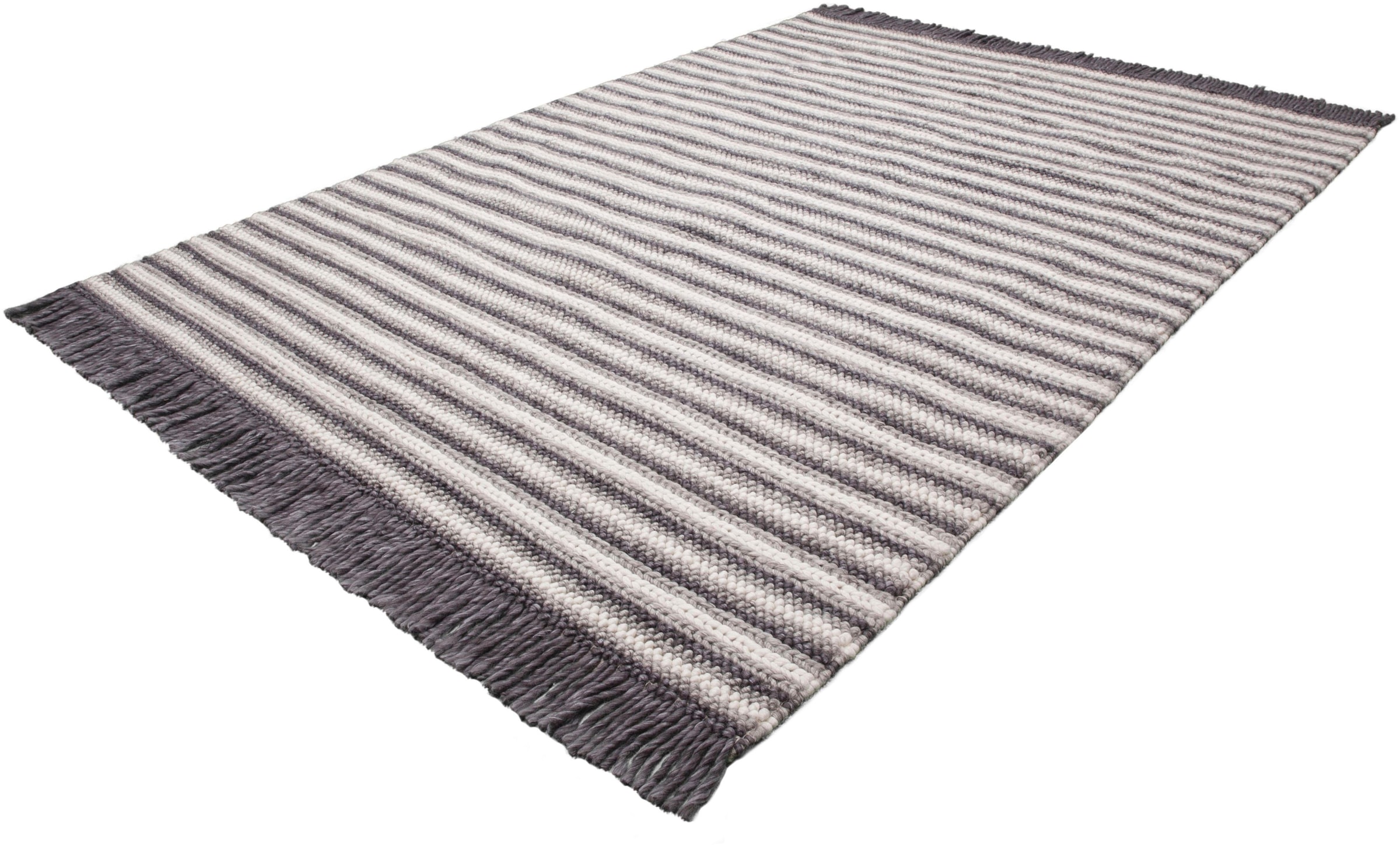 calo-deluxe Teppich »Bature 400«, rechteckig, 10 mm Höhe, Wolle und Viskose mit Fransen, Wohnzimmer