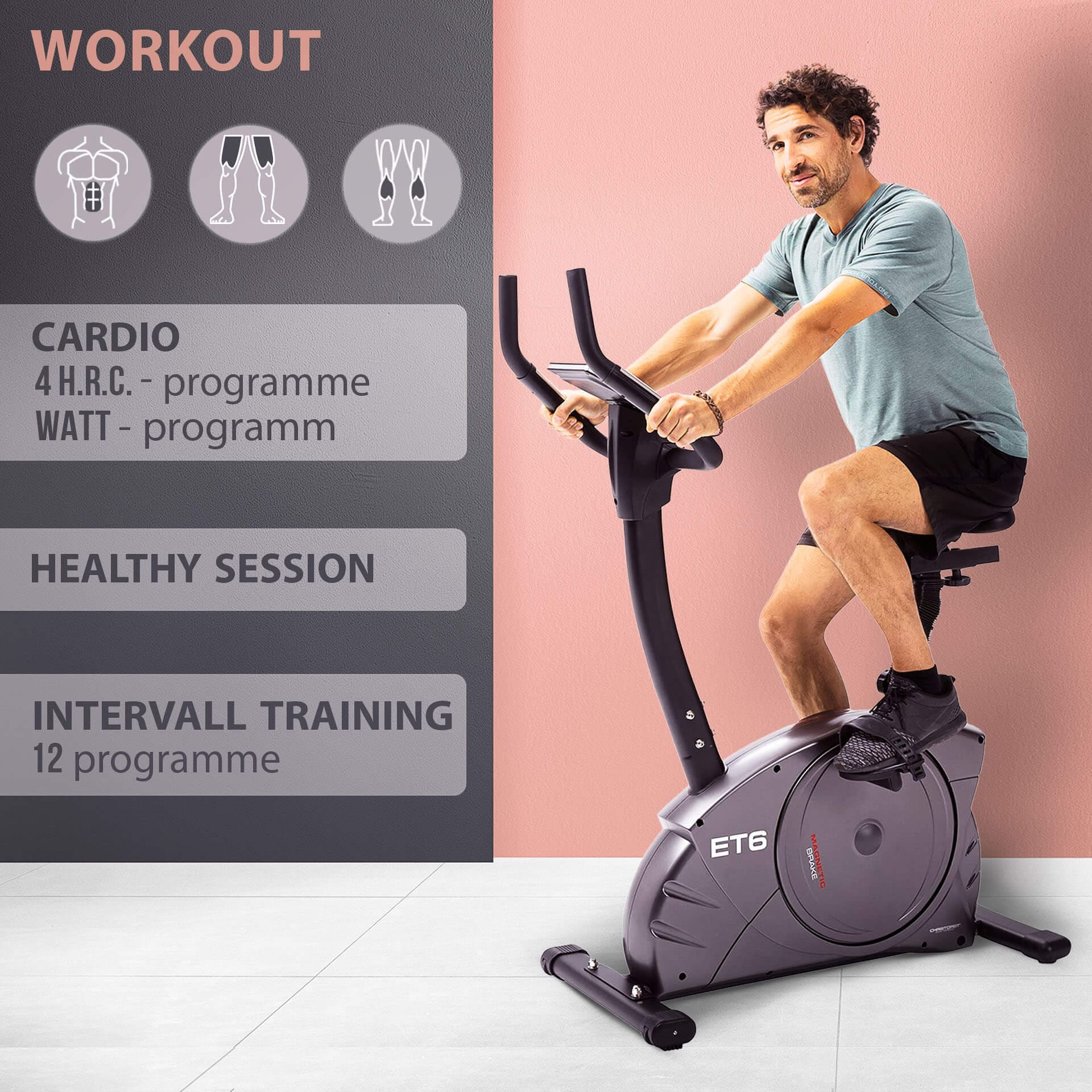 Christopeit Sport® Ergometer »ET 6«, (mit LCD-Display), Schwungmasse ca. 12 kg, 24 Widerstandsstufen