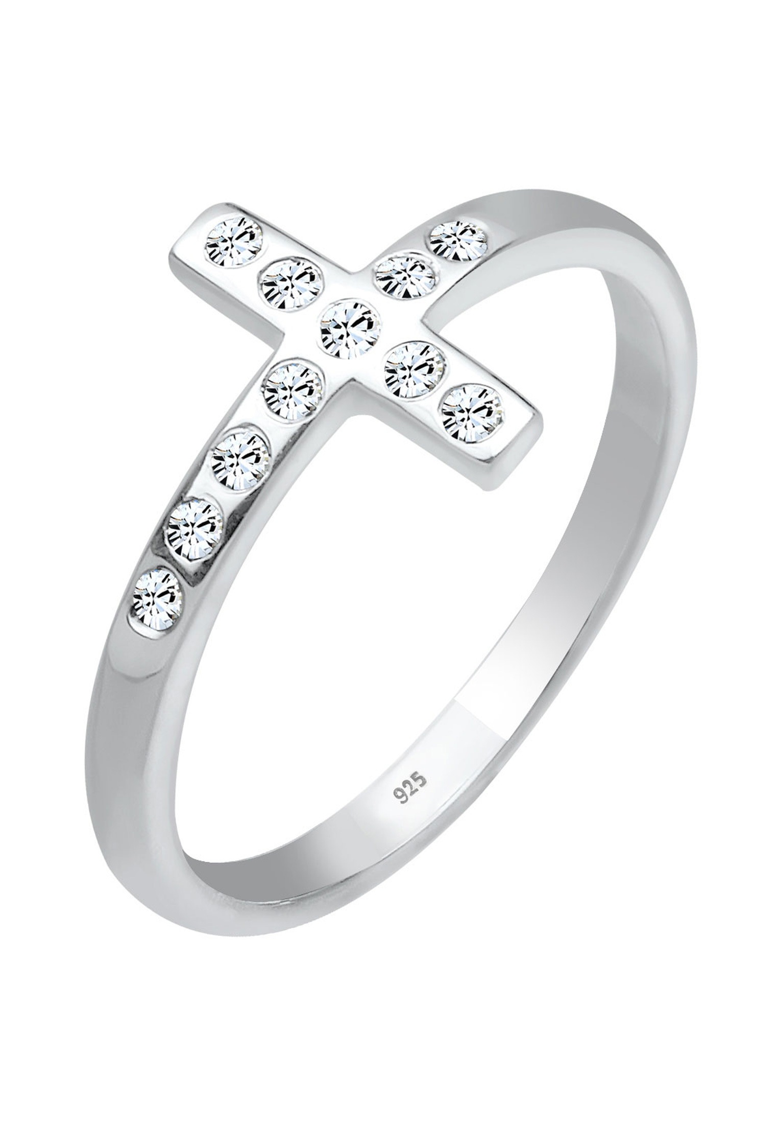 Elli Fingerring »Ring Blogger Kreuz Kristalle 925 Silber«
