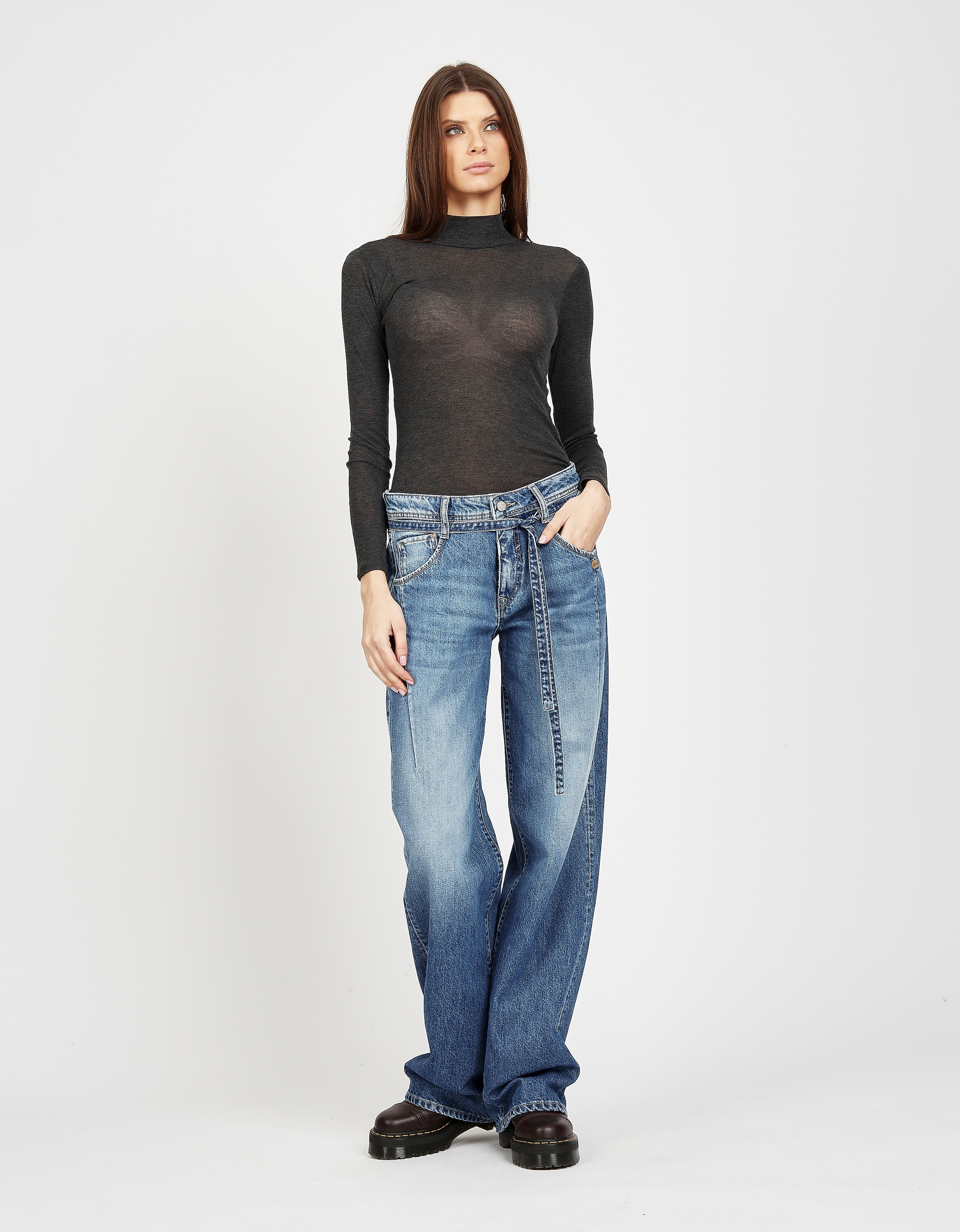 GANG Loose-fit-Jeans »94CLAIRE« mit Bindegürtel und Naht am Oberschenkel, Baggy Fit