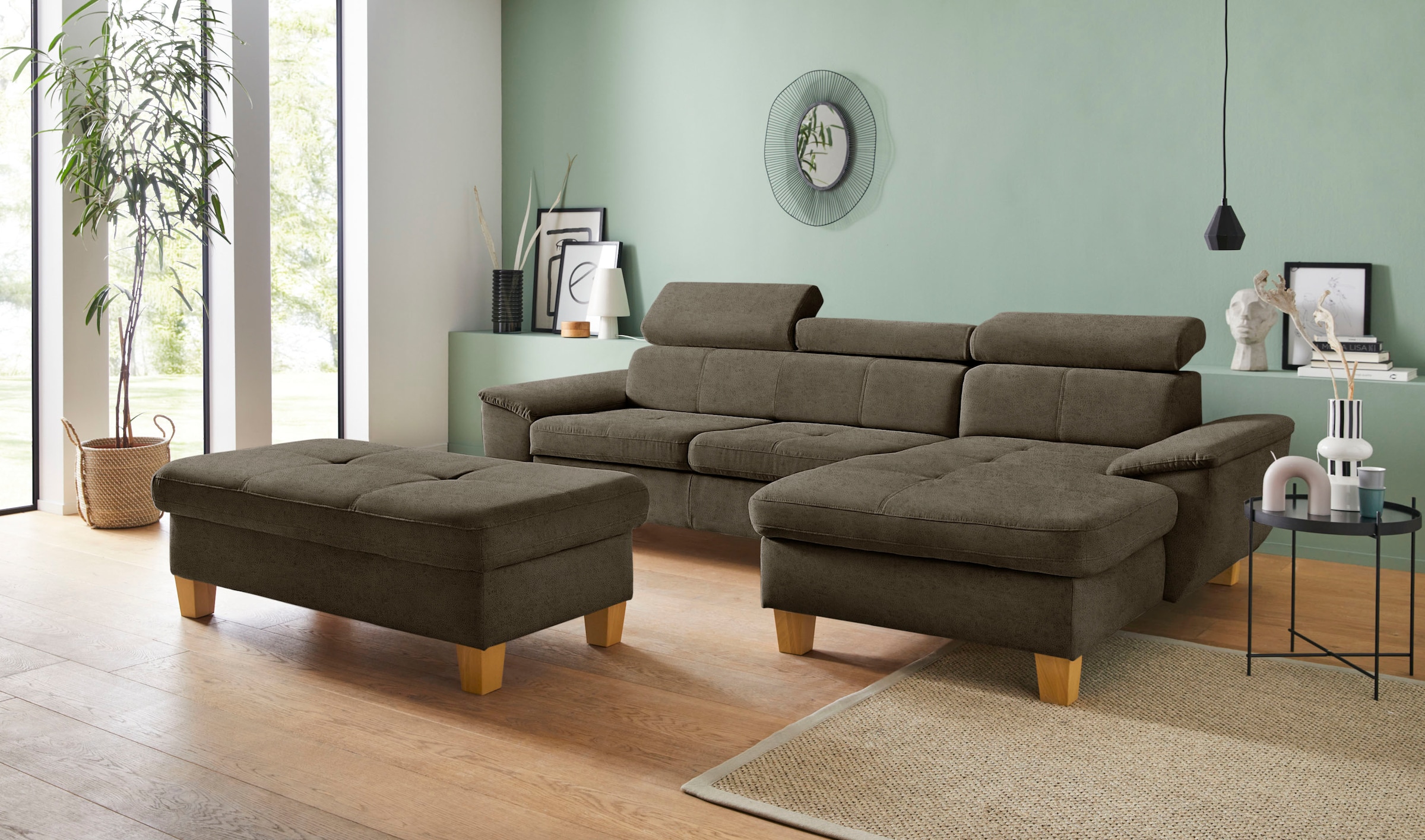 exxpo - sofa fashion Ecksofa »Enya, aufwendige Detailverarbeitung, hoher Sitzkomfort, bequem, L-Form«, inkl. Kopfteilverstellung, wahlweise mit Bettfunktion und Bettkasten