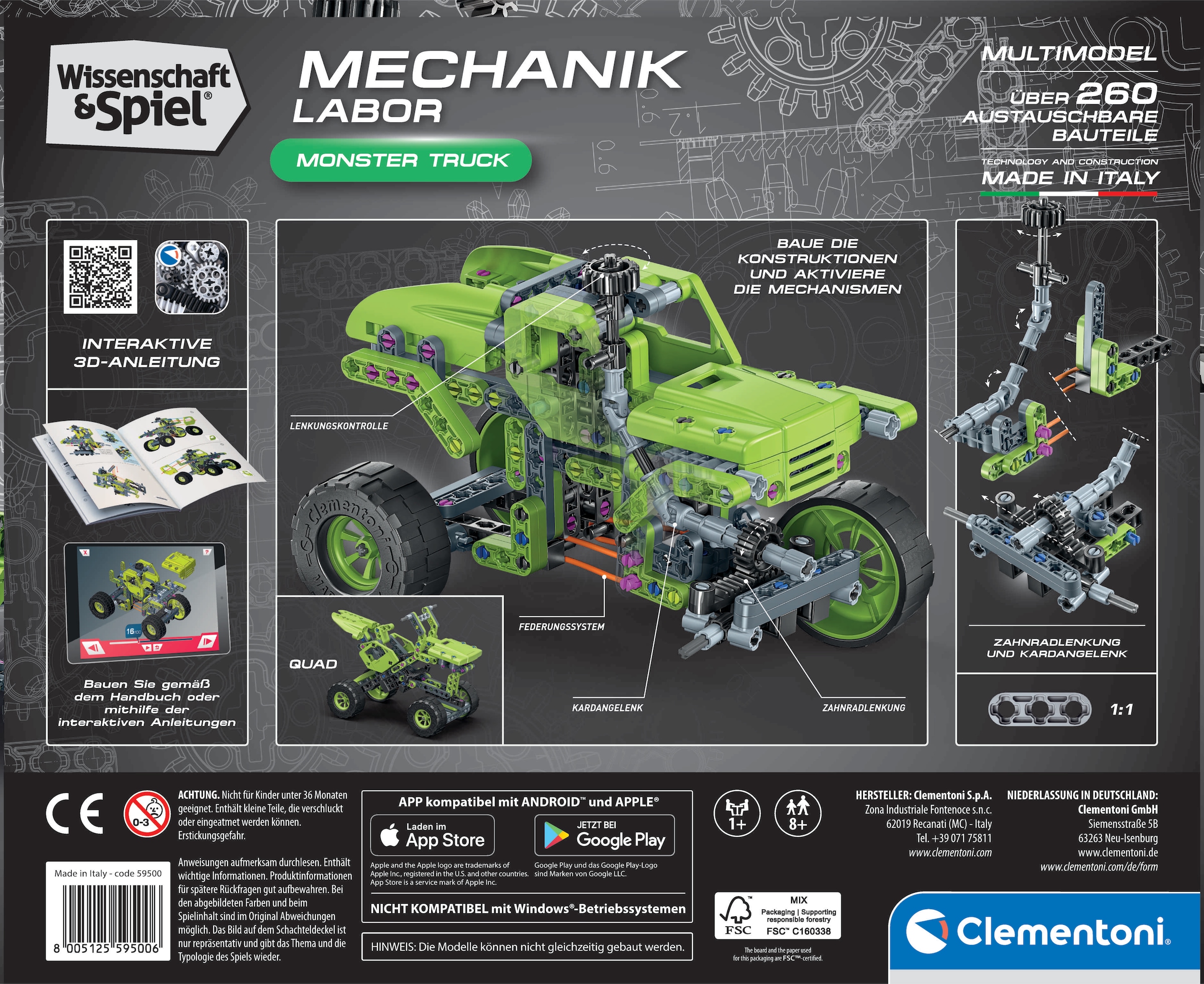 Clementoni® Modellbausatz »Mechanik Labor, Monster Truck« Made in Europe