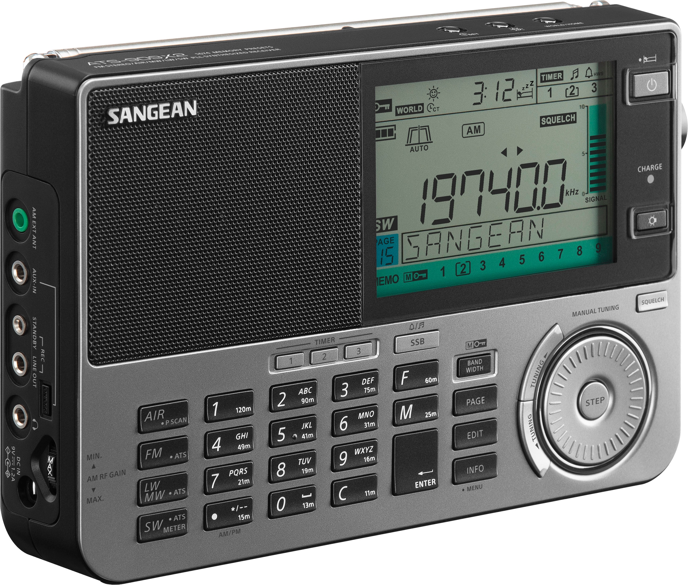 Sangean Weltempfänger »ATS-909 X2«, (FM-Tuner mit RDS-AM-Tuner), Große LC-Anzeige, Lautsprecher
