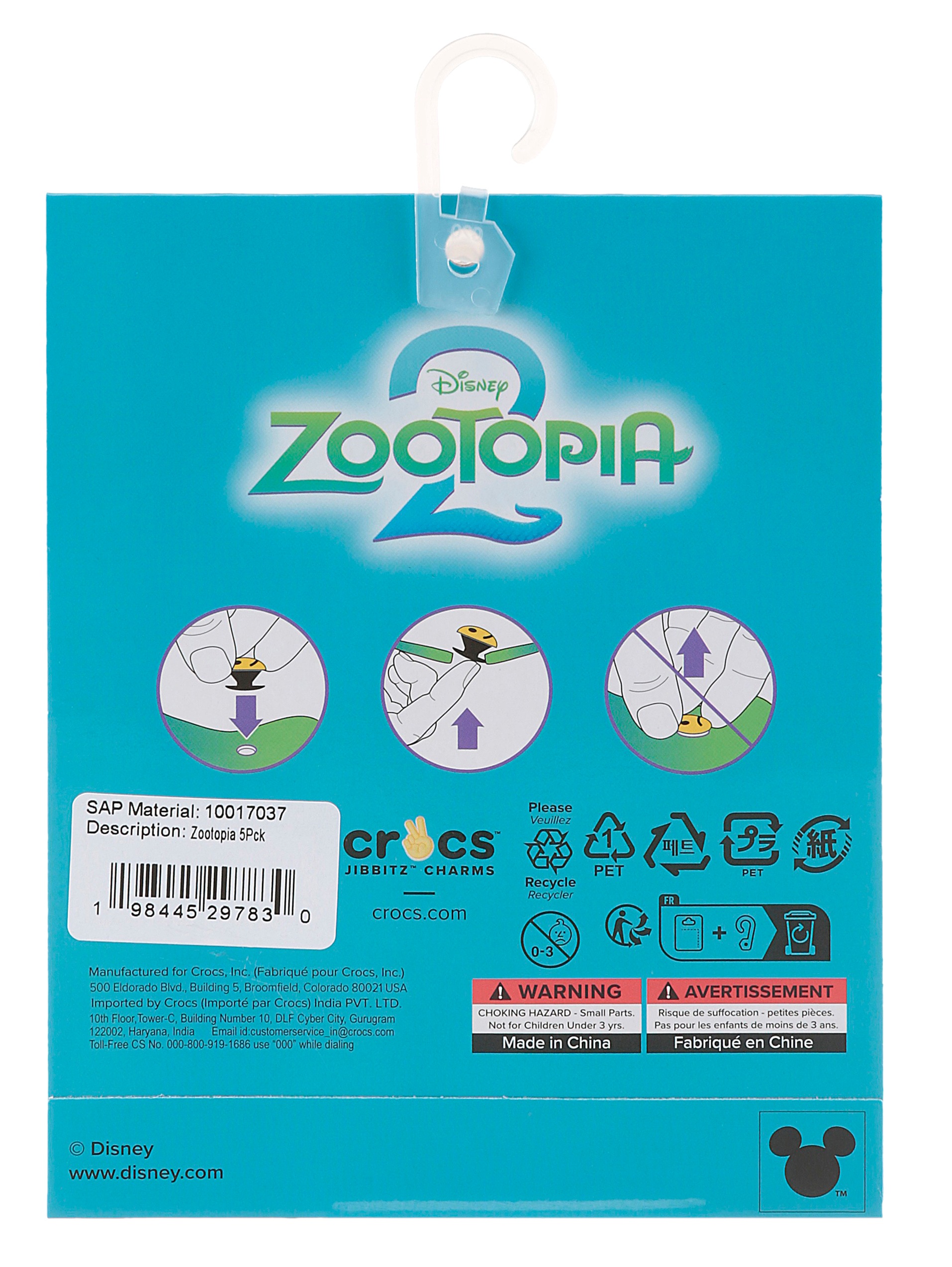 Crocs Schuhanstecker »Jibbitz™ Zootopia« Set, Kein Spielzeug. Nicht für Kinder unter 3 Jahren geeignet, 5 Stk. Charm, Anstecker, Set mit Zoomania Motiven