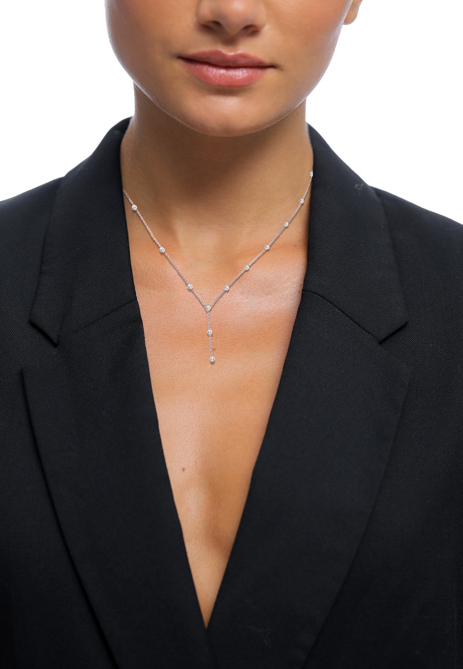 Elli Y-Kette »Halskette Y-Kette mit Kristalle in 925 Silber«
