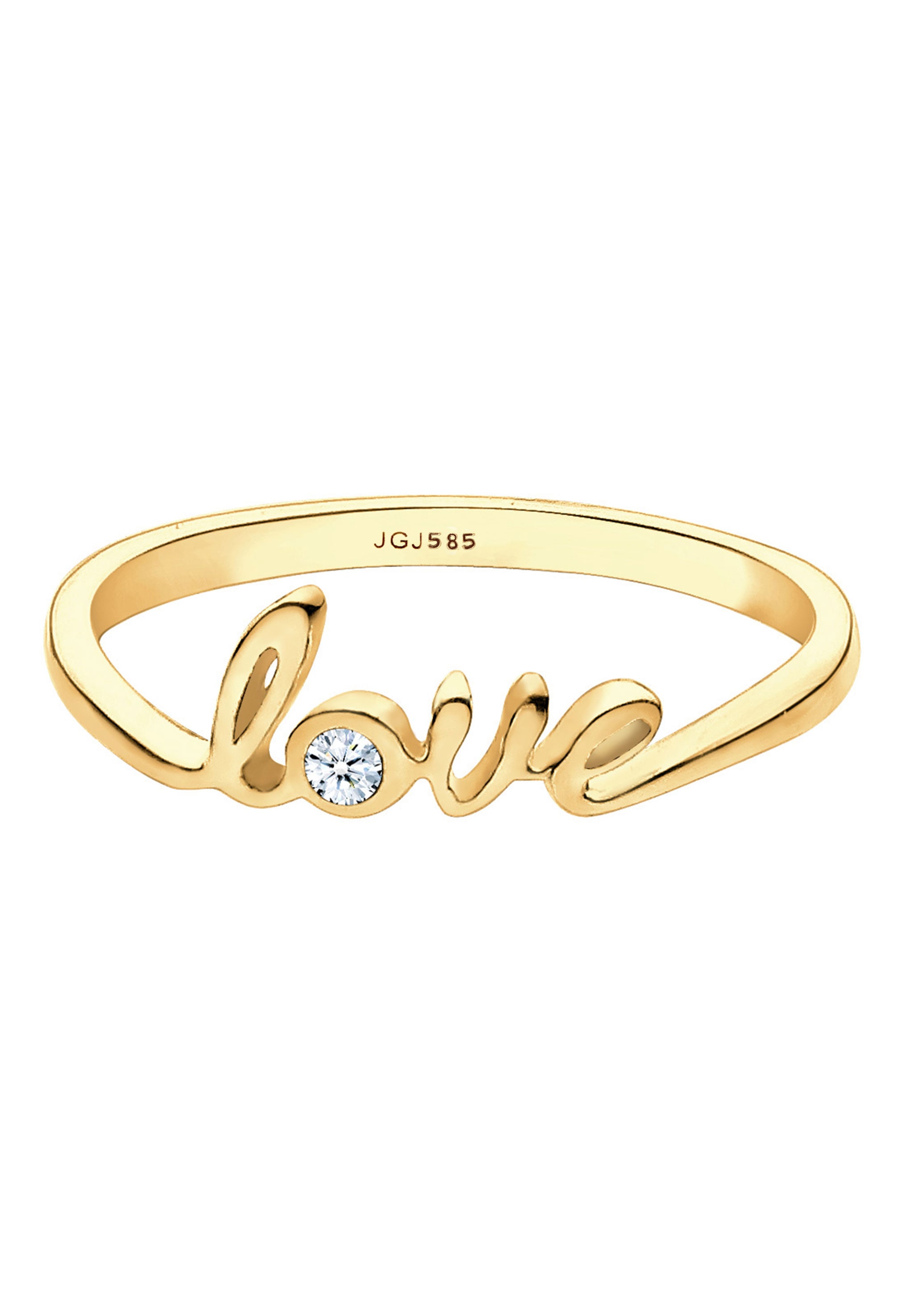 Elli DIAMONDS Verlobungsring »Ring Love-Schriftzug Diamant Weiß (0,03 ct) 585 Gelbgold«