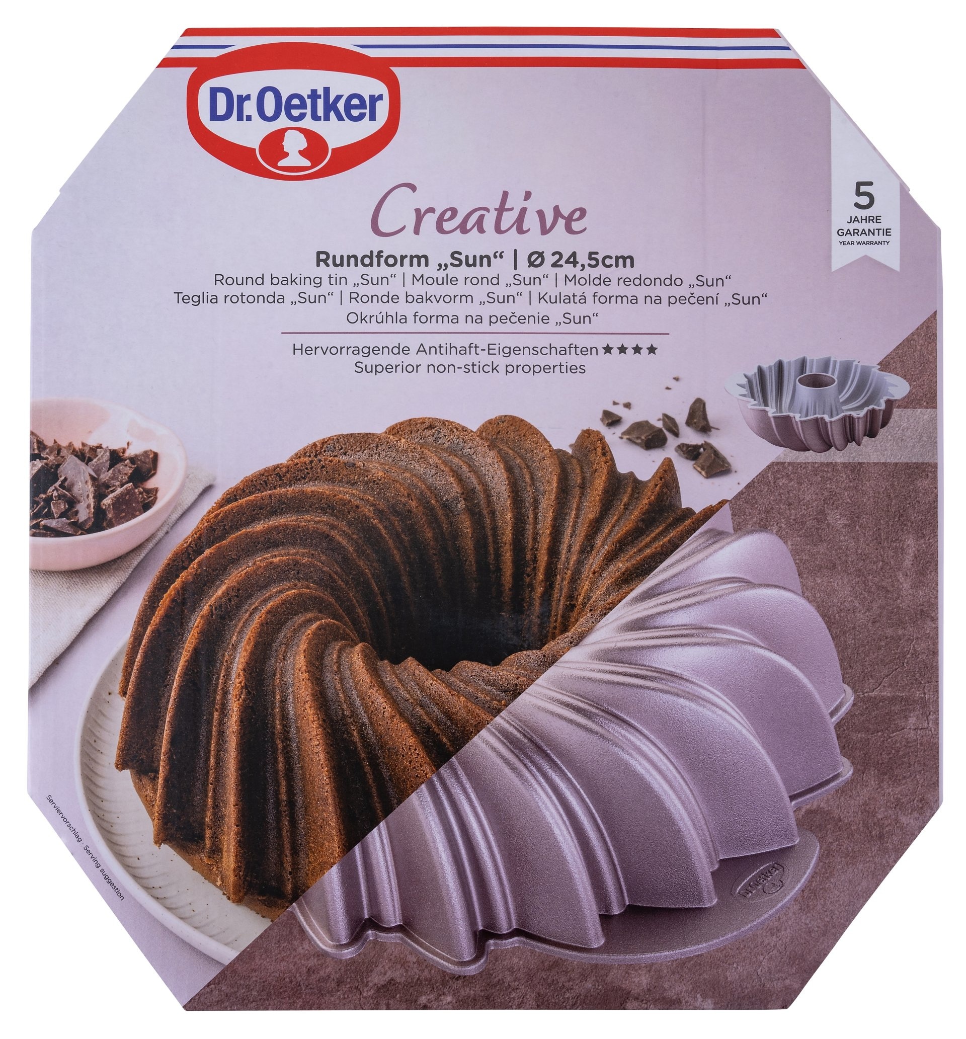 Dr. Oetker Küchenhelfer Backform »Sun« Rundform Sun – Gugelhupfform, Backform aus Aluminiumguss, +230 °C