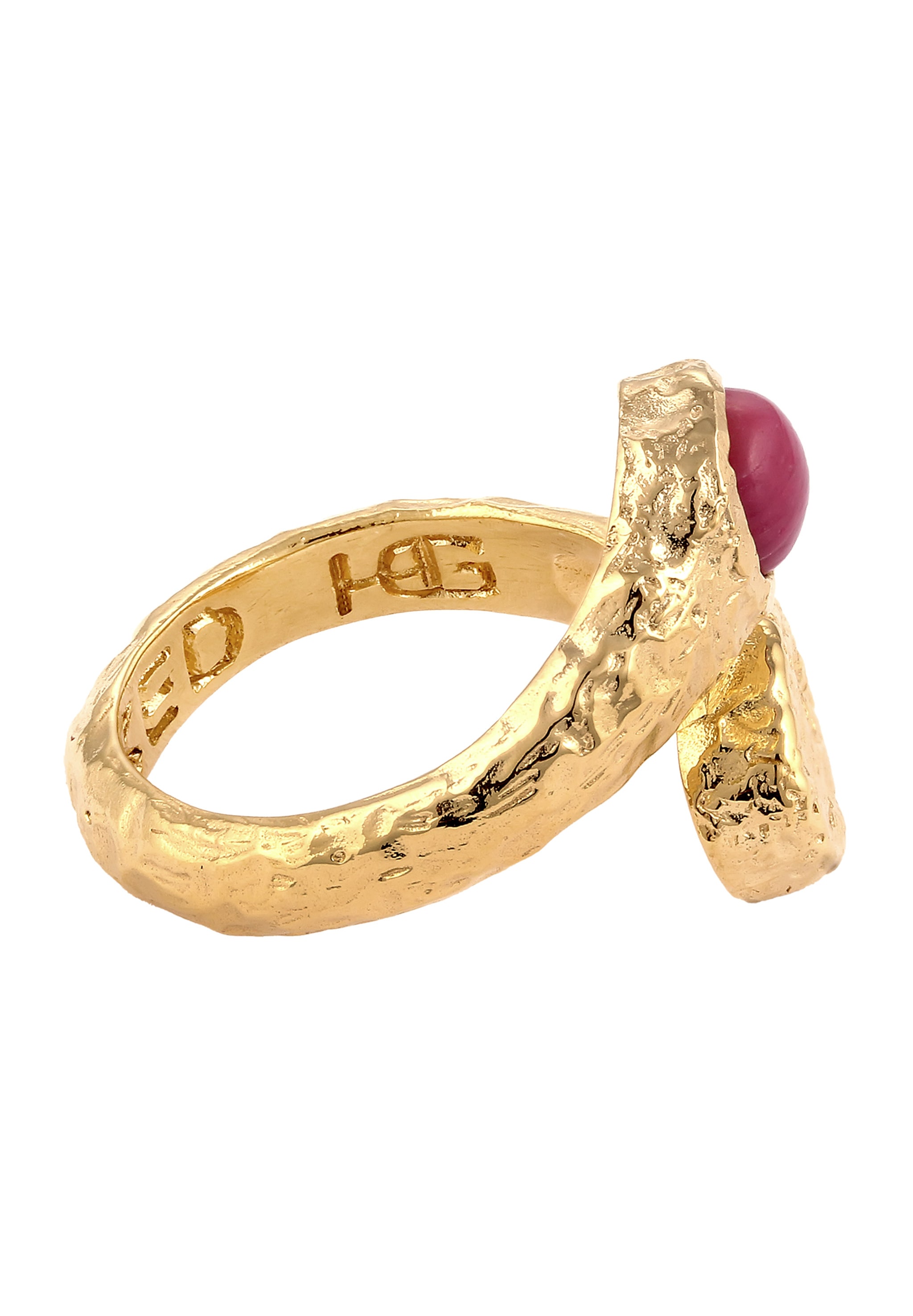 HAZE & GLORY Silberring »Ring Onyx Rot 925 Sterling Silber vergoldet - Sunkissed«