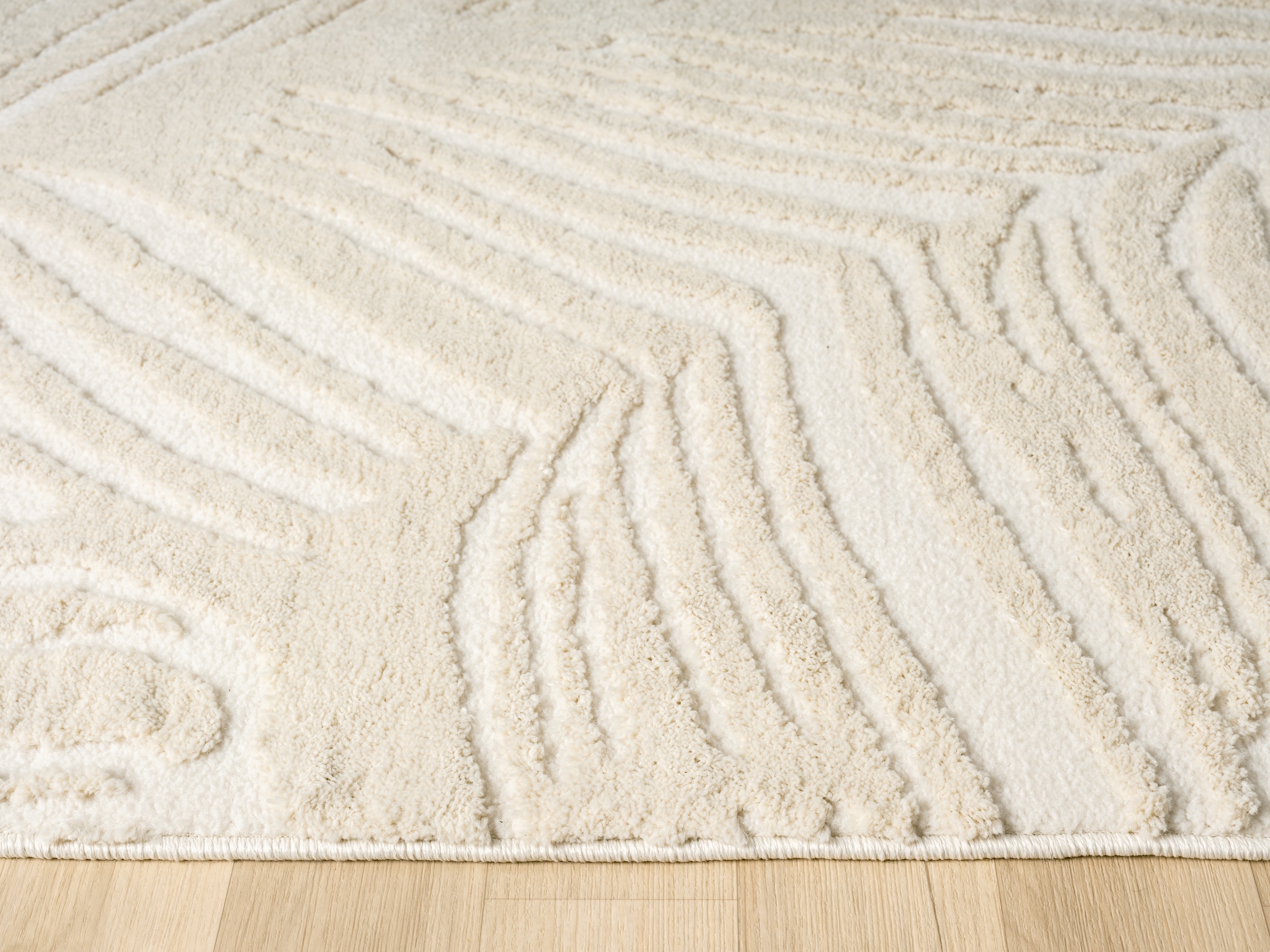 OTTO home Teppich »Samia, Hoch-Tief-Struktur« rechteckig 19 mm Höhe leichter Glanz, Floral, Blätter, Modern, Wohnzimmer, Schlafzimmer