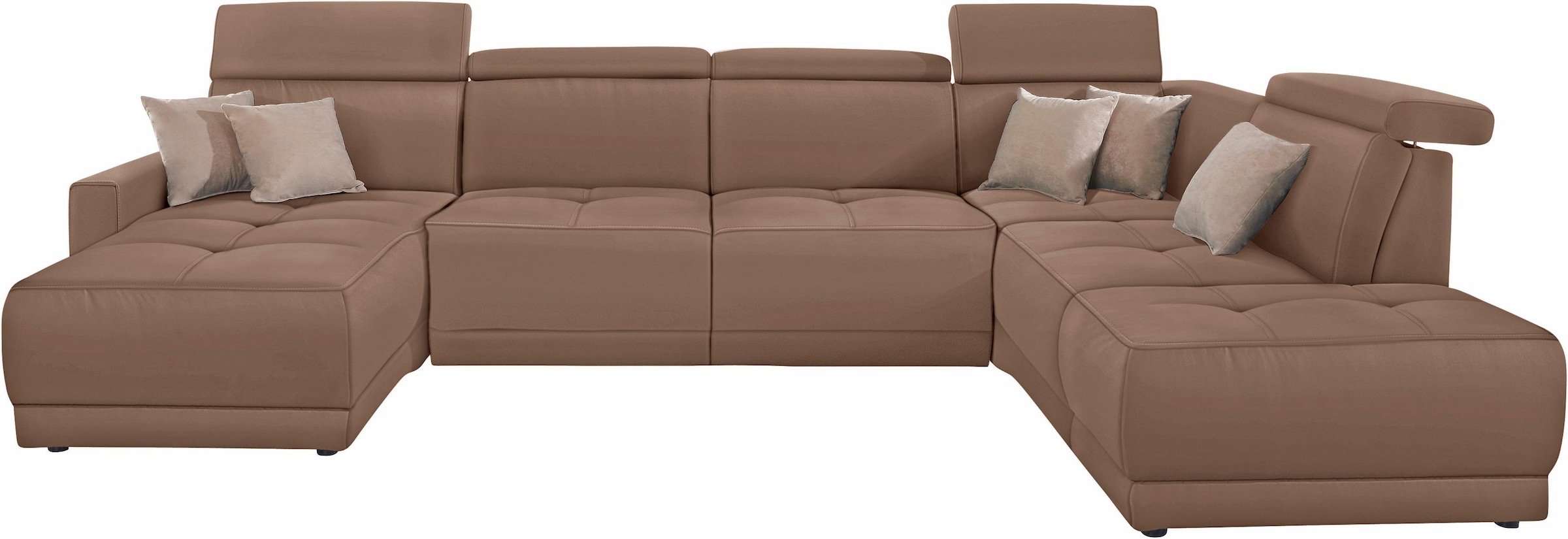 DOMO collection Wohnlandschaft »Ava moderne Sitzheftung mit toller Doppelnaht, komfortabel, U-Form«, mit Federkern, wahlweise mit Kopfteilverstellungen