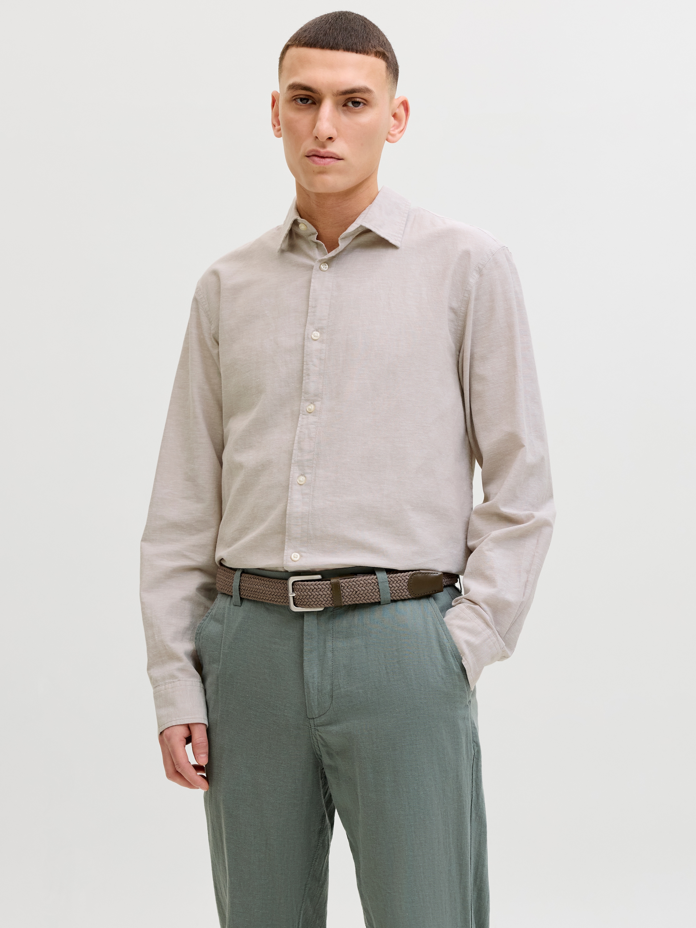 Jack & Jones Langarmhemd »JJEBREEZE LINEN BLEND SHIRT L/S SN« mit Knopfleiste