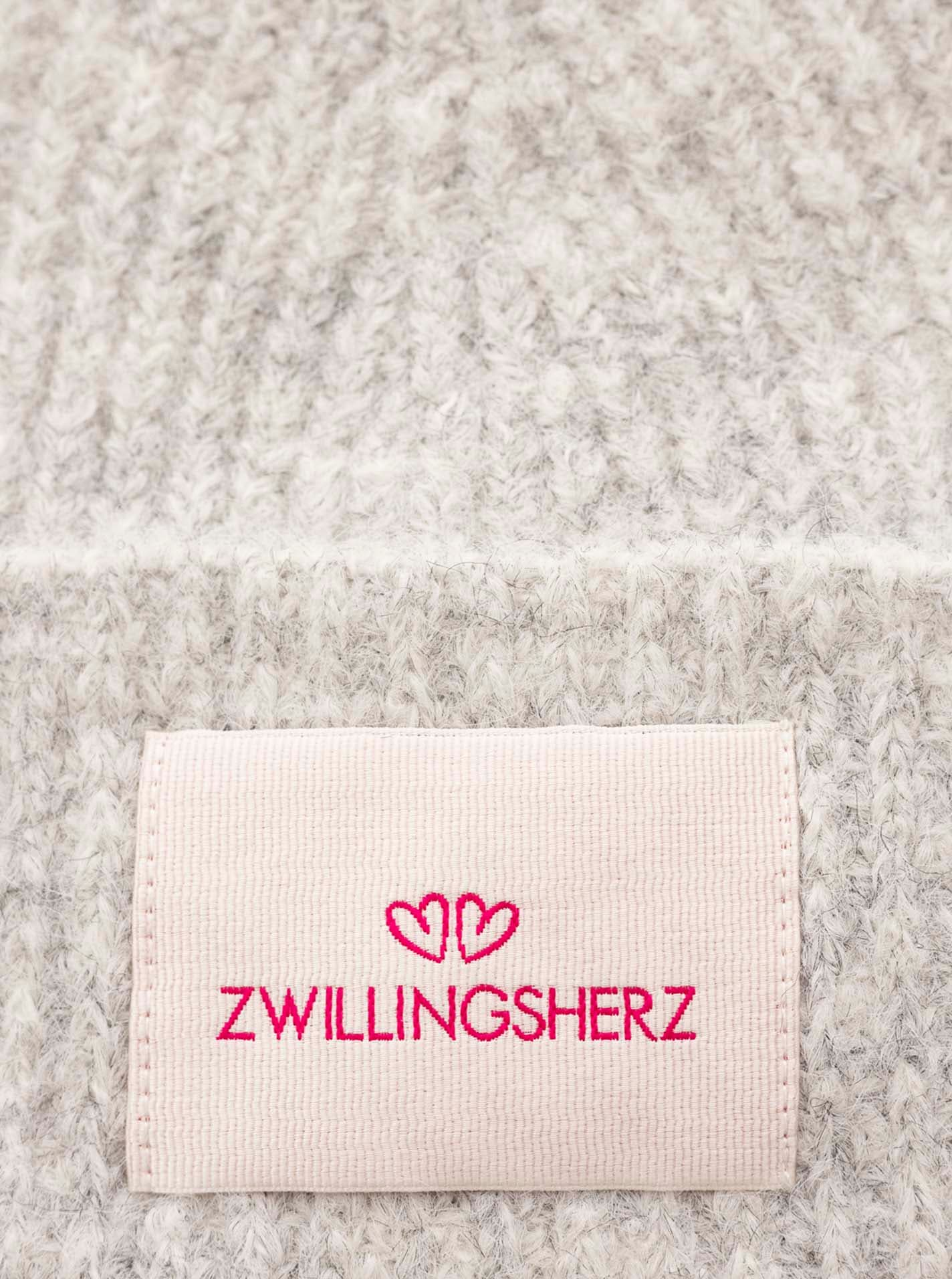 Zwillingsherz Strickmütze »"Zwillingsherz Patch"«, gerippt,  mit Wolle und Umschlag, mit Patch