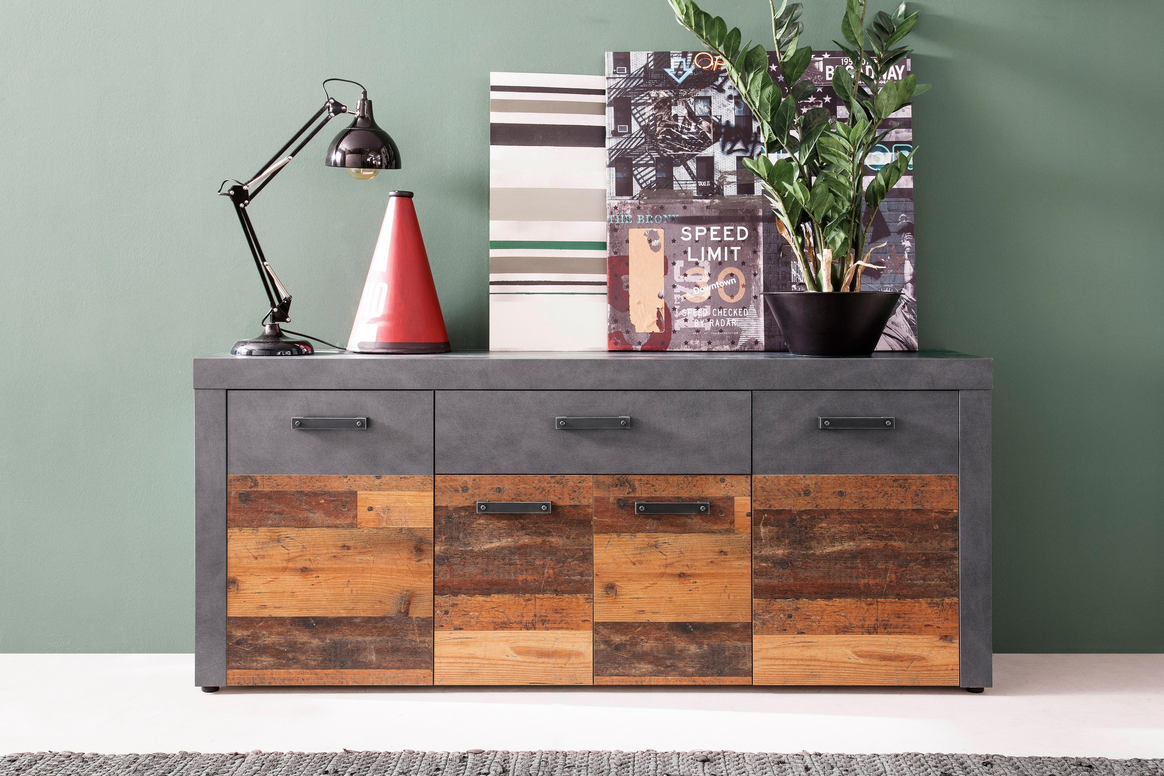 INOSIGN Sideboard »Ilana«, Sideboard mit 4 Türen & 1 Schublade - (B/T/H) 178/40/76 cm