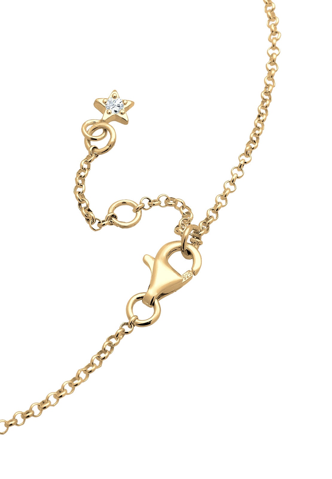 Elli Fußkette »Fußschmuck Stern Halbmond Weiß 925 Silber vergoldet, mit Kristallen von Swarovski®«