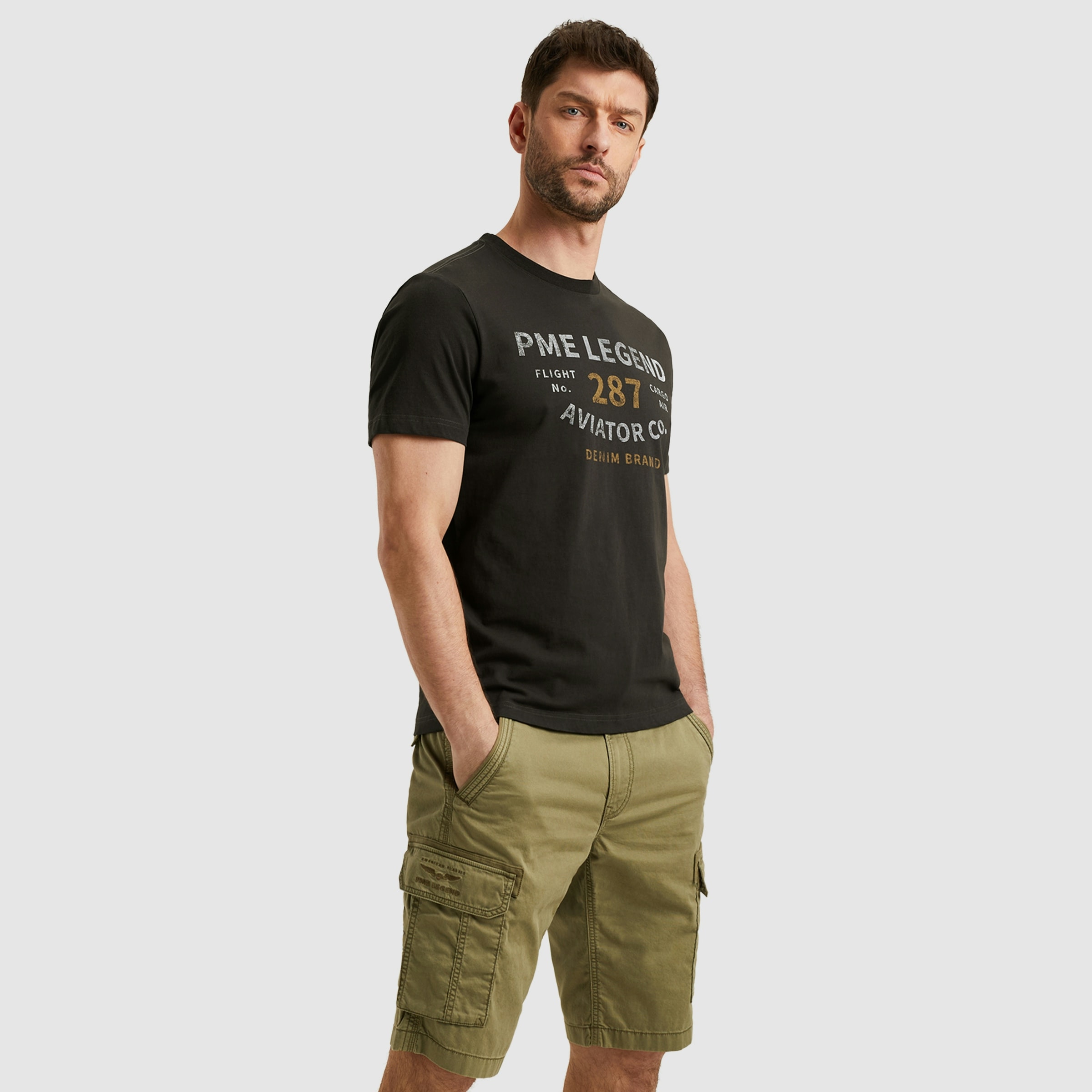 PME LEGEND T-Shirt »Short sleeve r-neck open end jersey«, mit Logo-Print