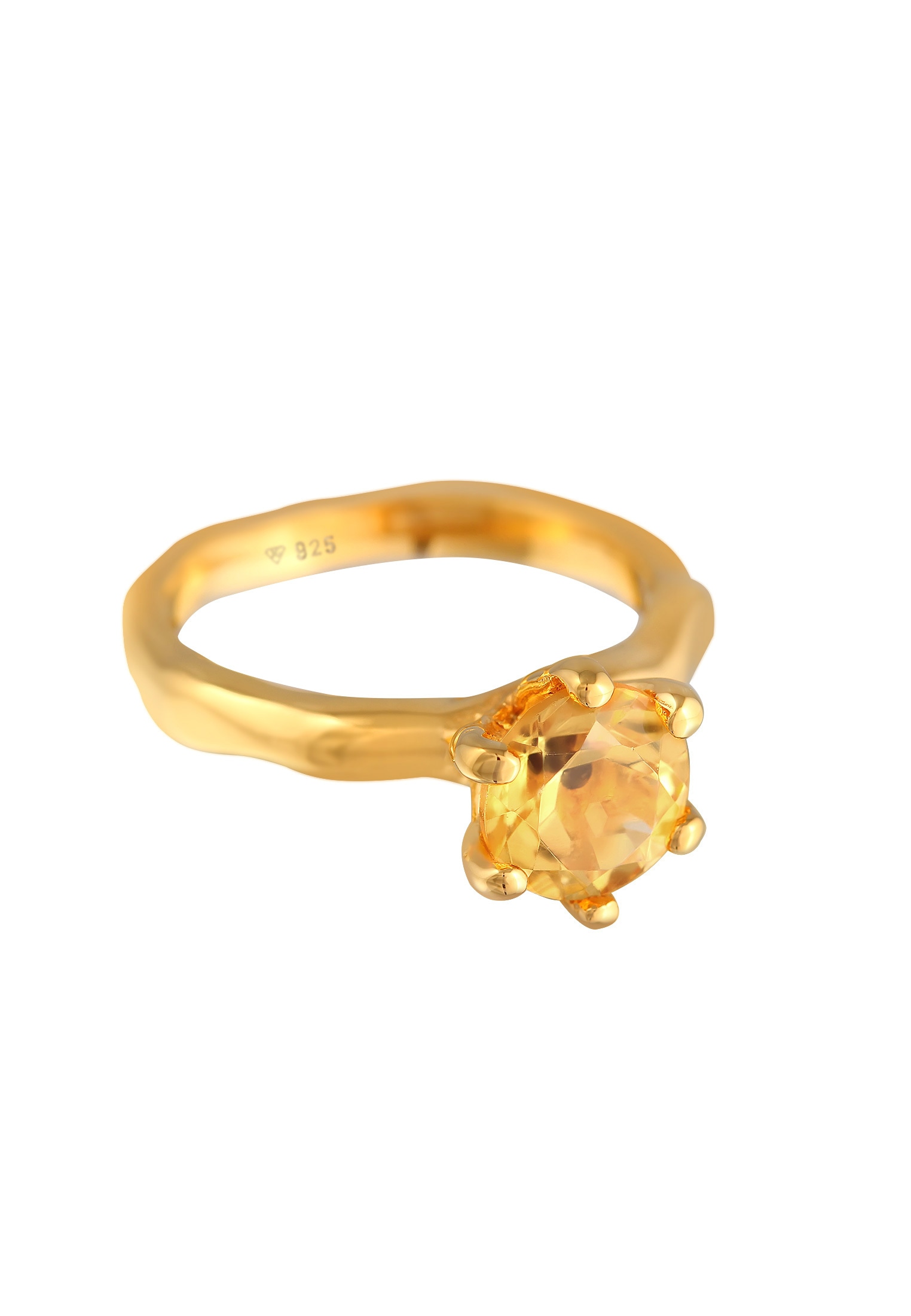 Elli Silberring »Ring Citrine Solitär Elegant Organic Design 925 Silber«