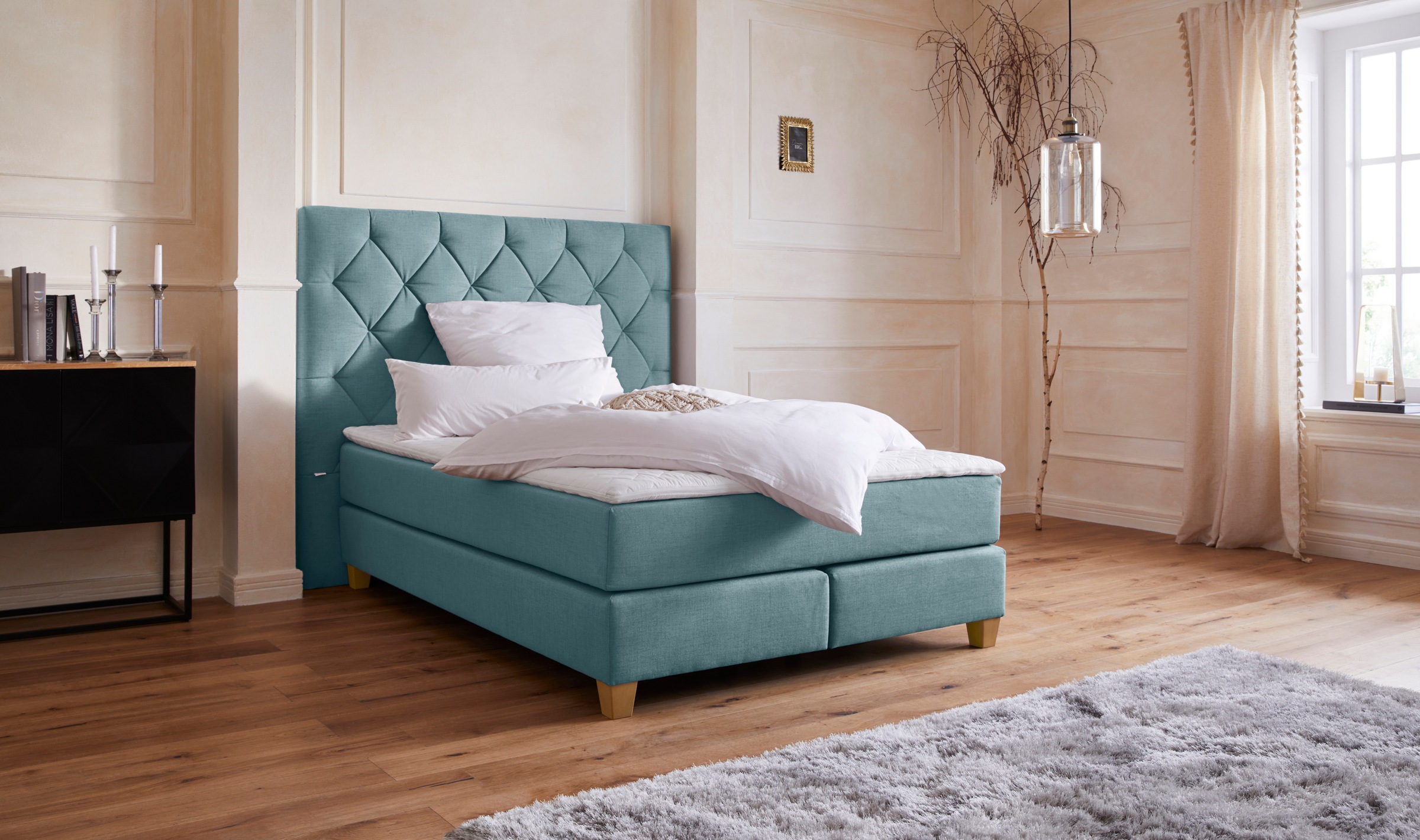 Guido Maria Kretschmer Home&Living Boxspringbett »Harmones hoch«, in 3 Breiten, Härtegrad auch im Mix mit je 1 Matratze in H2 und H3