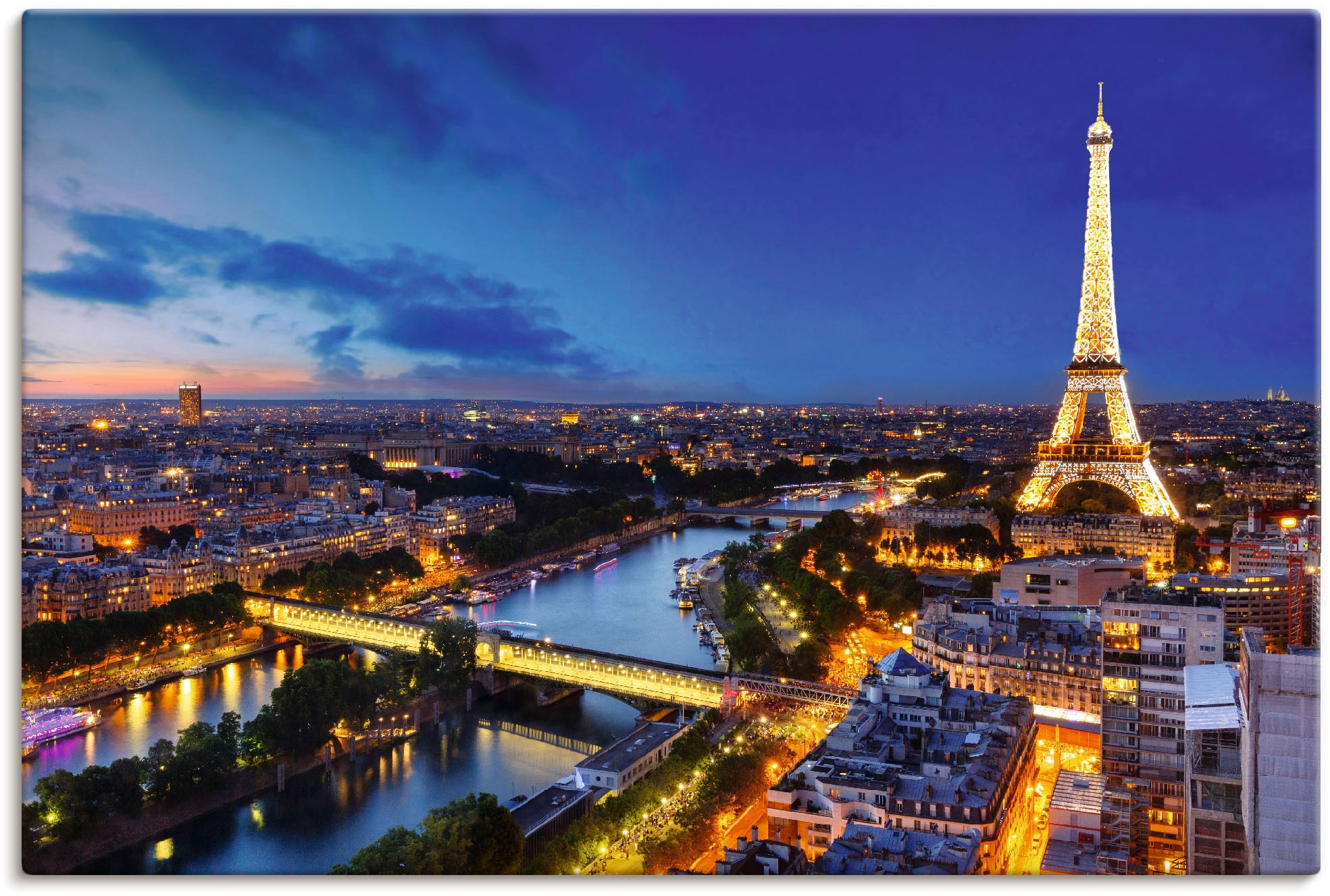 Artland Wandbild »Eiffelturm und Seine am Abend, Paris«, Paris, (1 St.),  als Alubild, Leinwandbild, Wandaufkleber oder Poster in versch. Größen im  OTTO Online Shop
