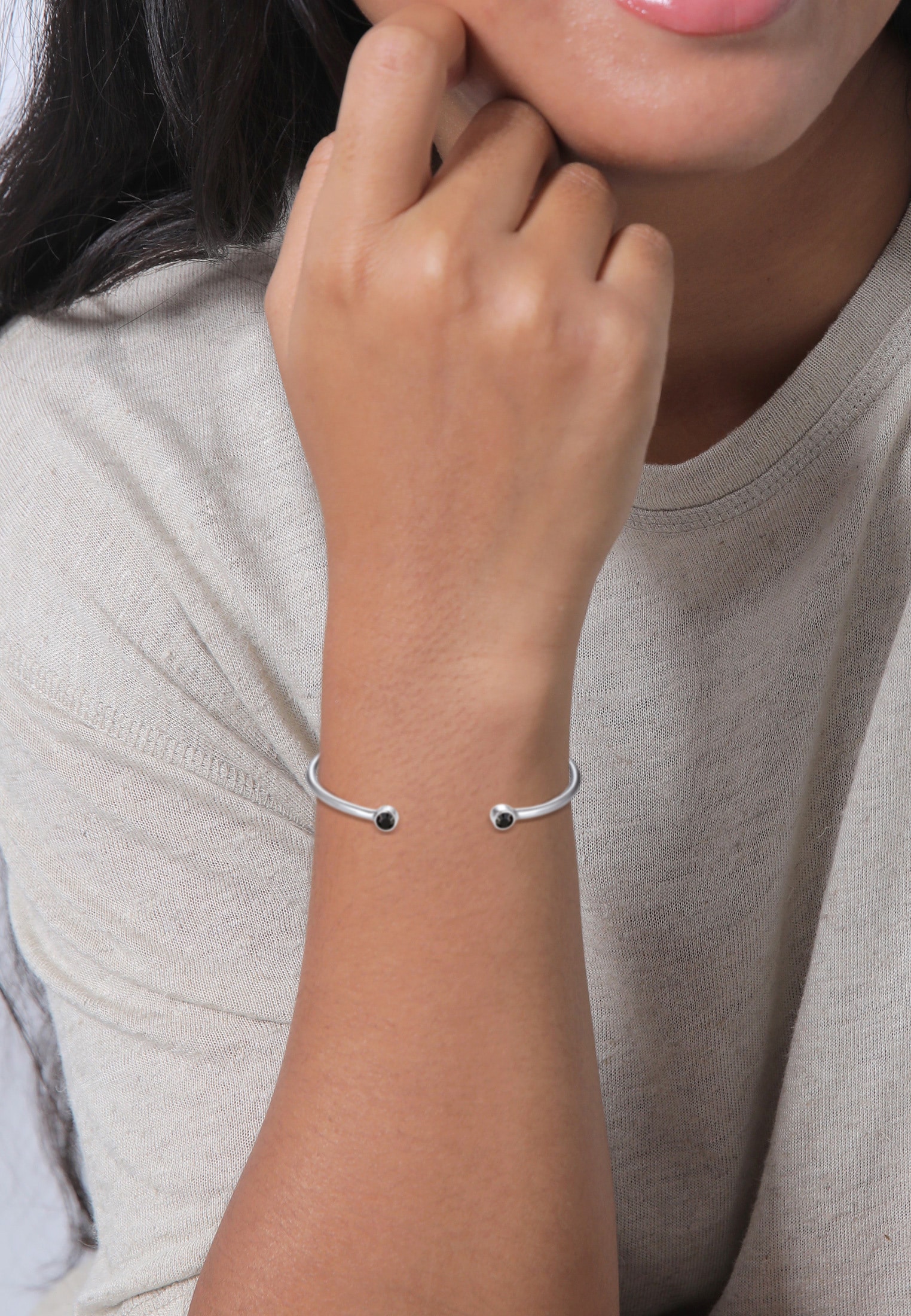 Elli Armreif »Armband Armreif Trend Kristalle 925 Silber«