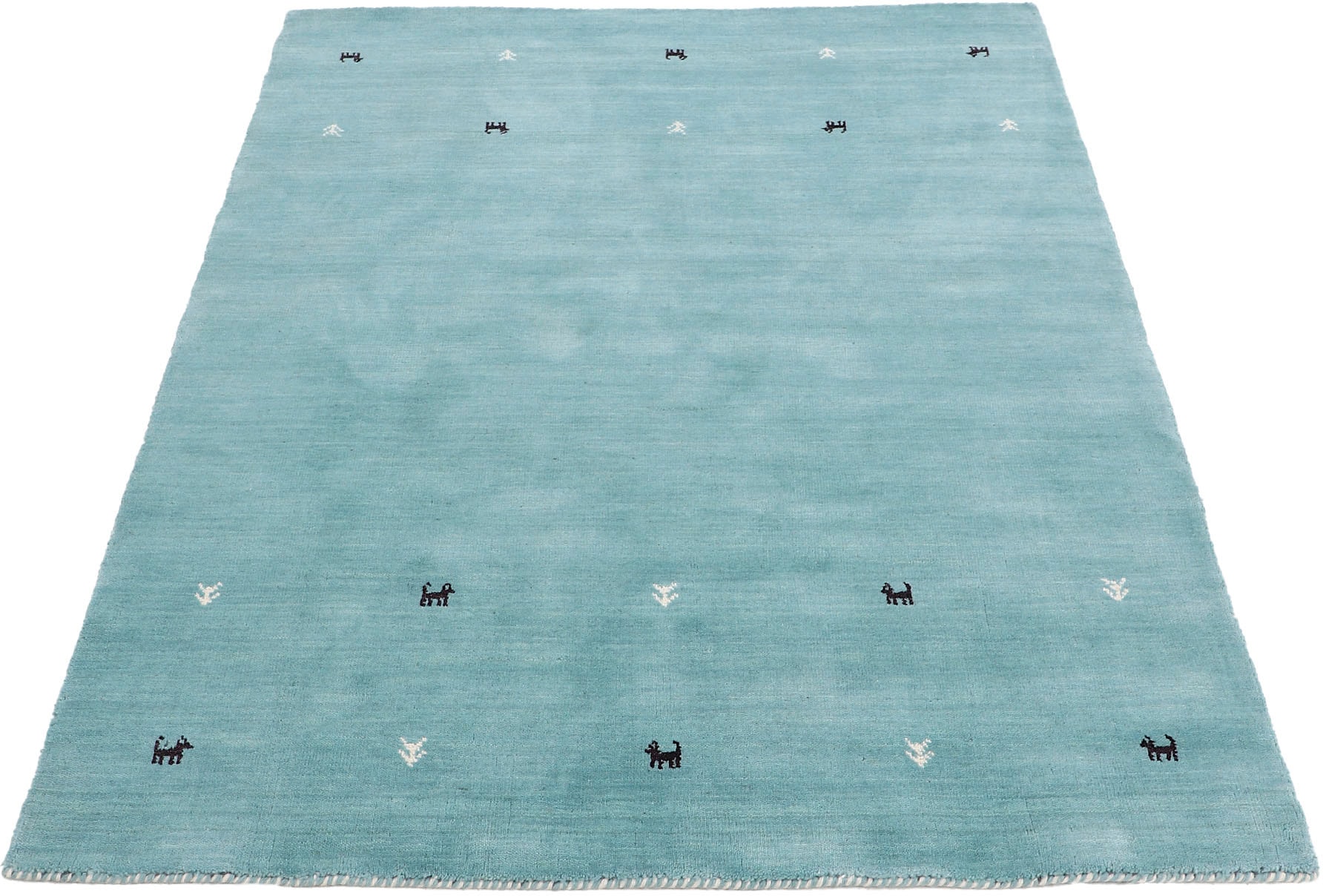 carpetfine Wollteppich »Gabbeh Uni, auch als Läufer erhältlich«, rechteckig, 15 mm Höhe, reine Wolle, handgewebt, Gabbeh Loom Tiermotiv, große Farbauswahl