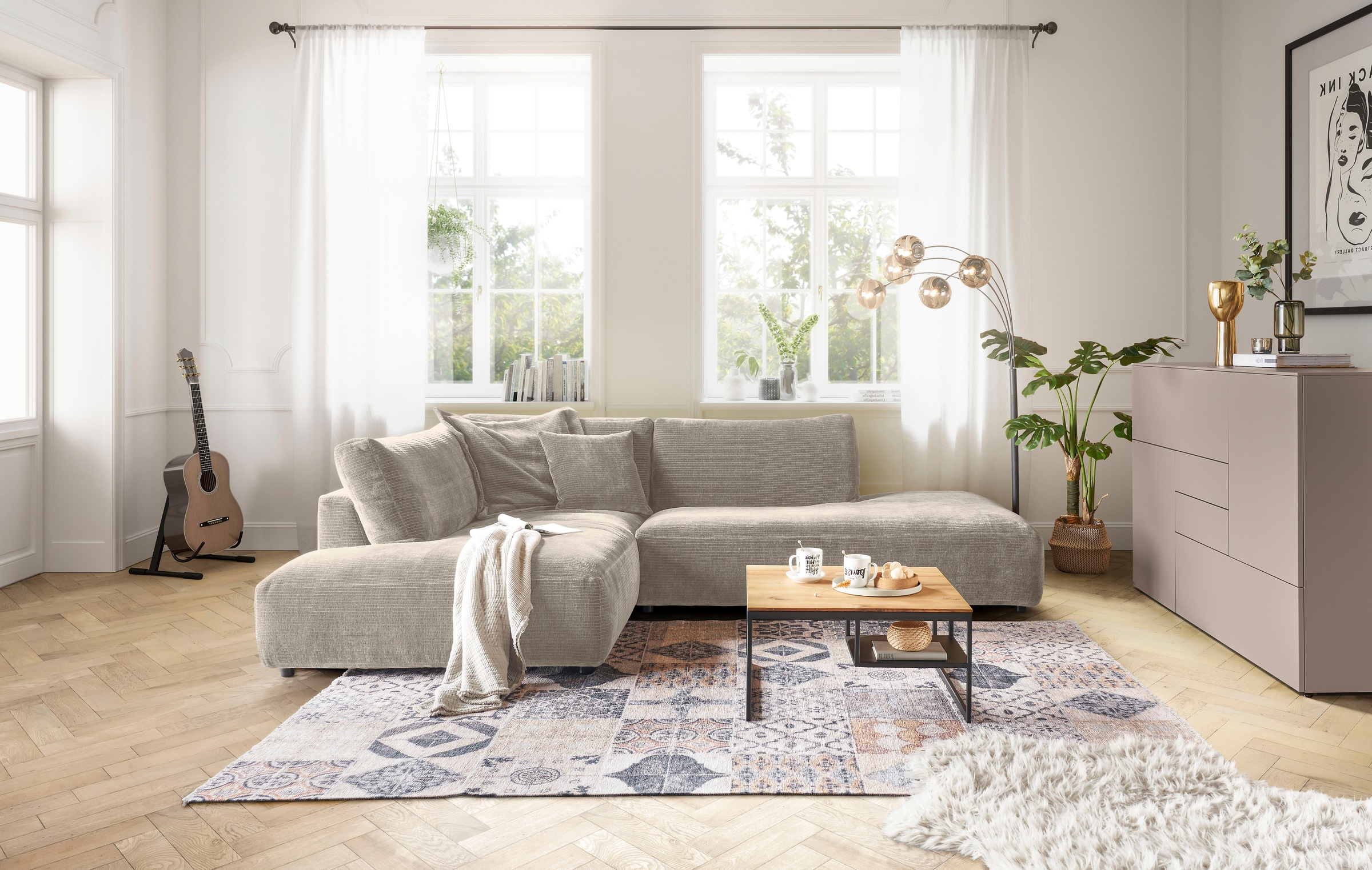 Musterring Ecksofa »Lucia«, mit großem Longchair, verschiedene Farben, B304 x T224 cm