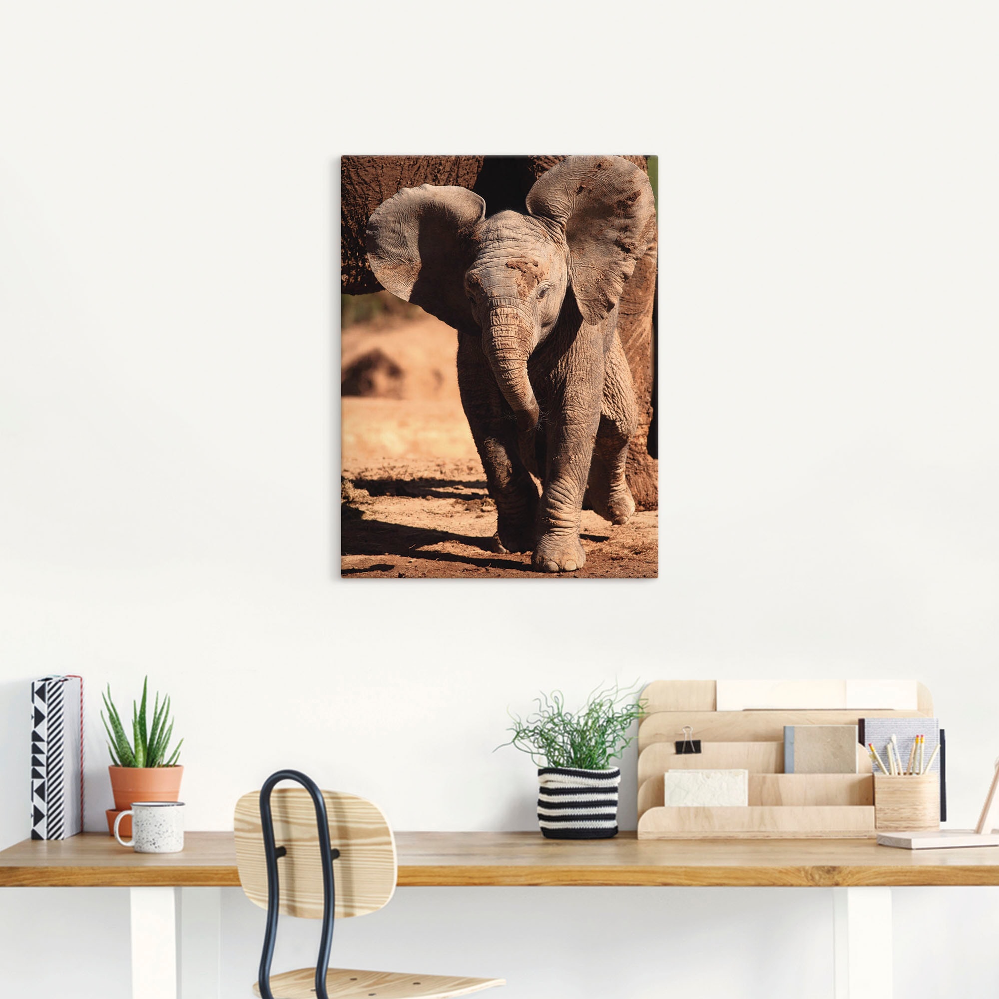 Artland Leinwandbild »Elefantenbaby«, Wildtiere, (1 St.), auf Keilrahmen gespannt