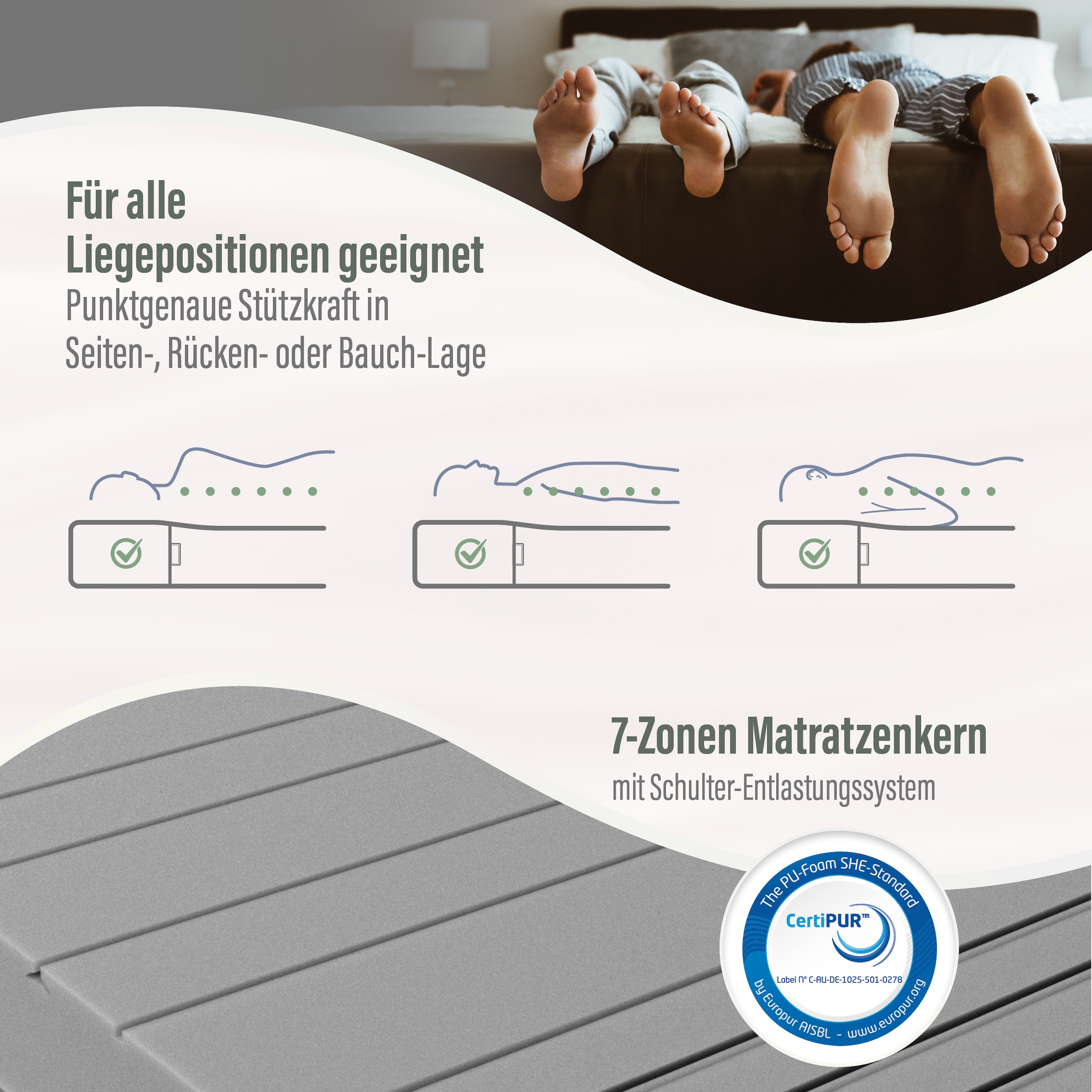 Beco Komfortschaummatratze »Marissa, 7 Zonen Matratze 90x200, 140x200 cm & weitere Größen« 18 cm hoch Raumgewicht: 30 kg/m³ 1 Stk. tlg. ergonomischer Schlaf , getestet in 90x200, H3, Ausgabe 10/2025