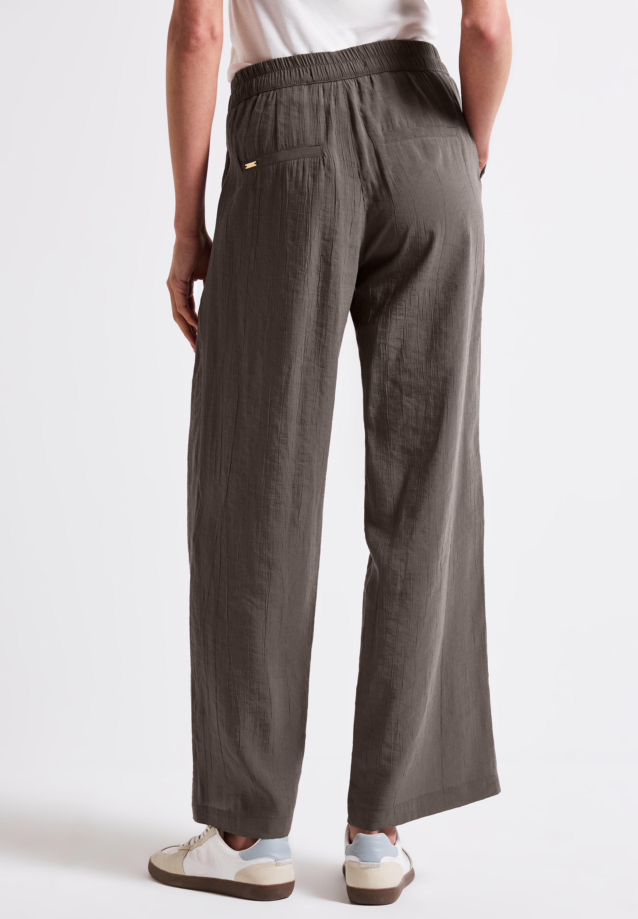 STREET ONE Stoffhose, mit Crinkle-Struktur, Wide Leg