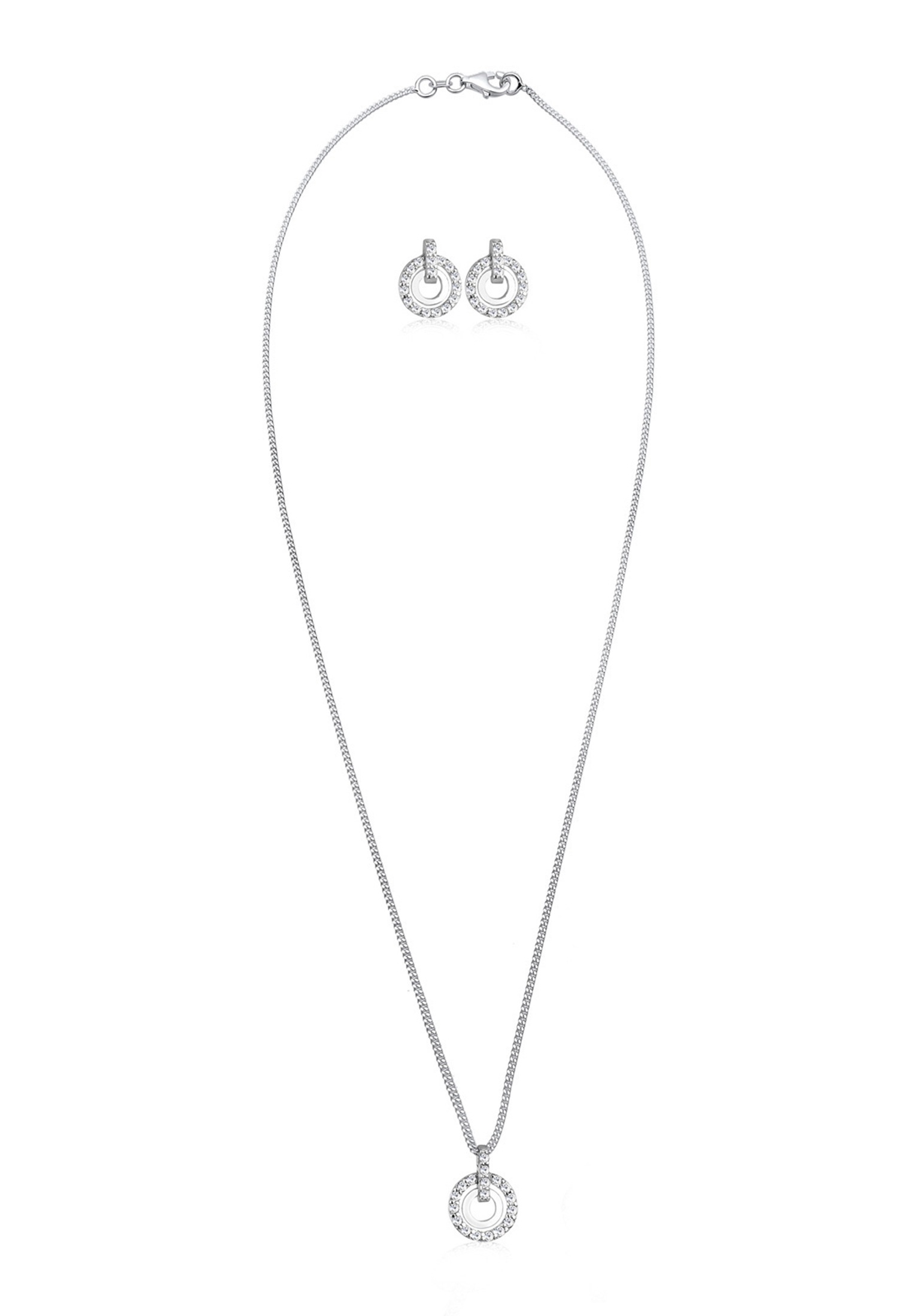 Elli Ohrring und Ketten Set »Schmuckset Kreis Weiß 925 Sterling Silber, mit Kristallen von Swarovski®«