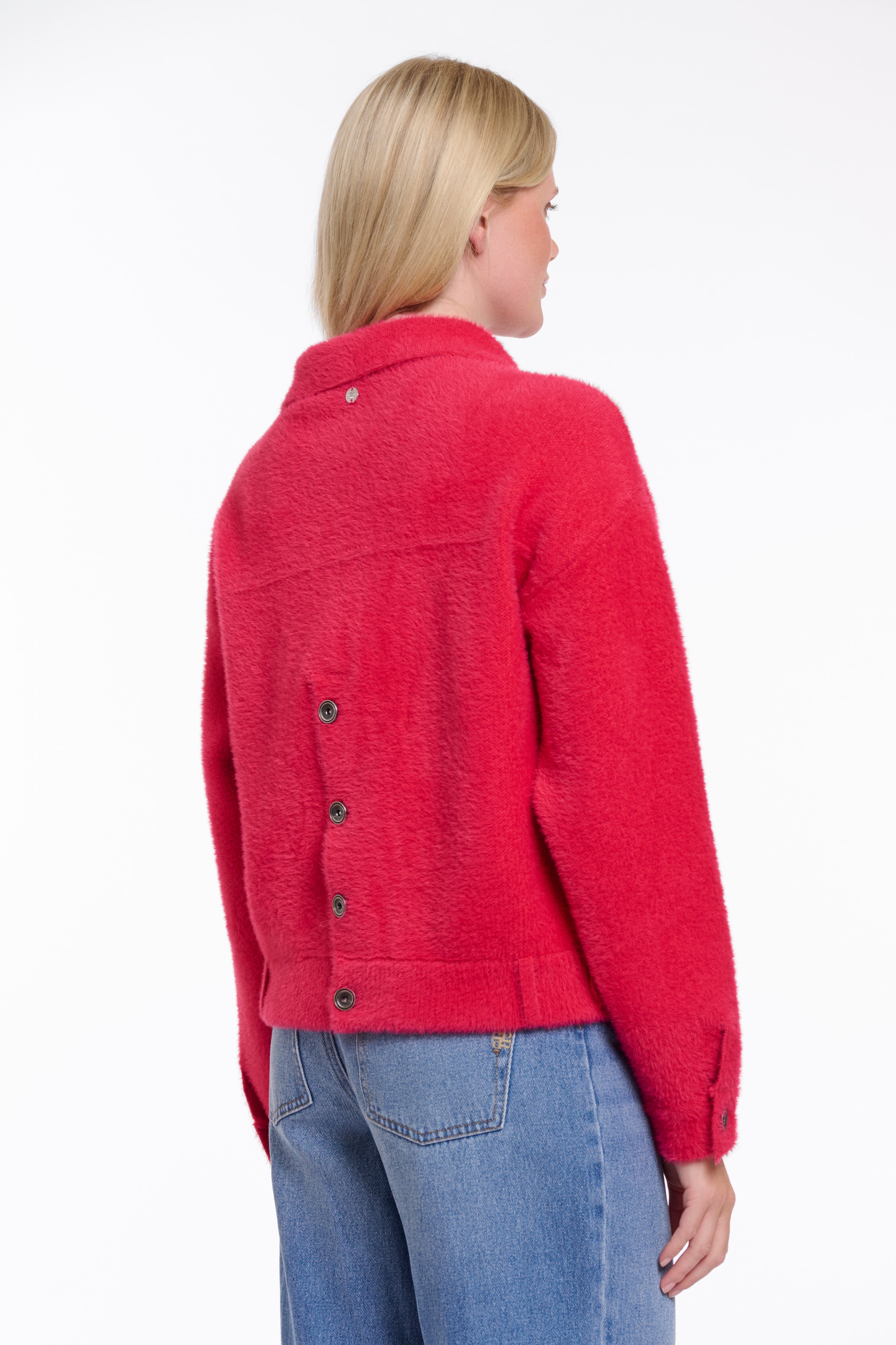 Rino & Pelle Cardigan »BUBBLY« mit flauschiger Optik, Langarm, Rundhals, ohne Kapuze, aus Materialmix