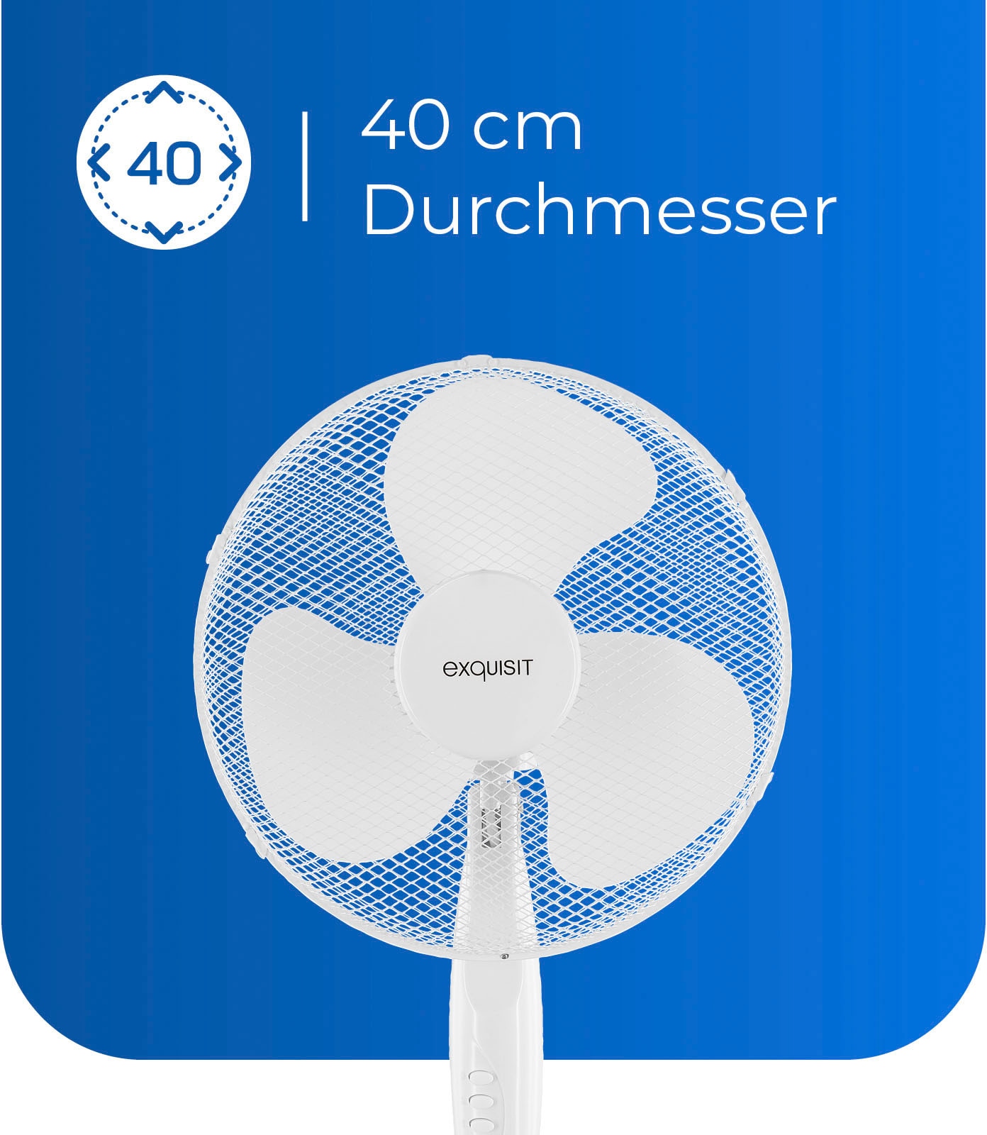 exquisit Standventilator »VS 35064 we« Ø 40 cm, Metall, inkl Oszillation & 50 W Leistung