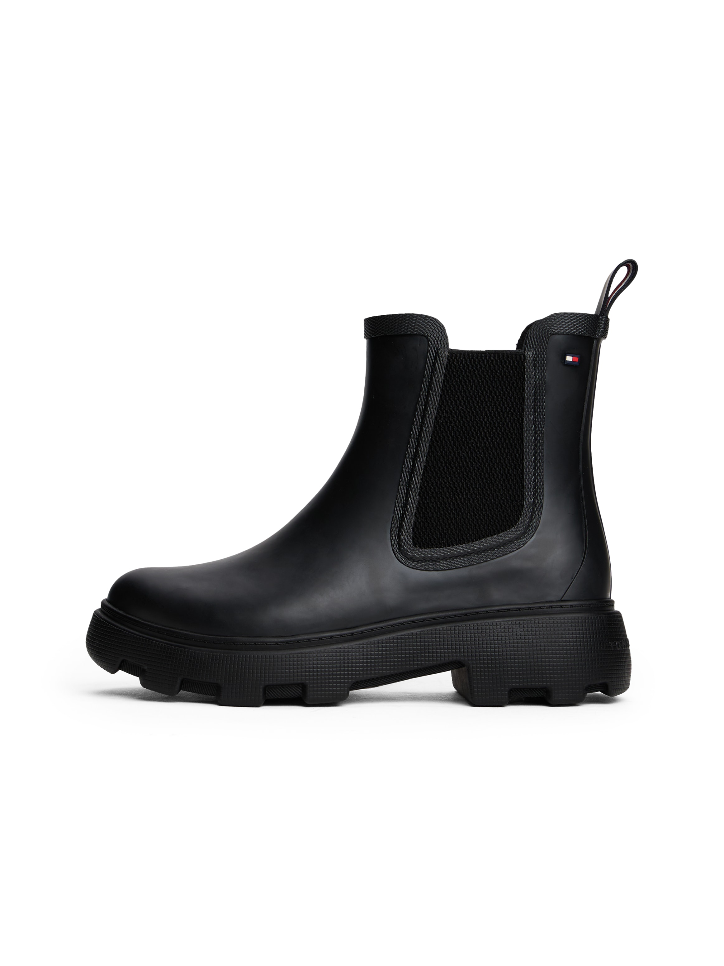 Tommy Hilfiger Chelseaboots »FLAG ANKLE RAINBOOT WARM LINING«, Blockabsatz, Rainboots, Stiefelette mit Flaggen-Stickerei