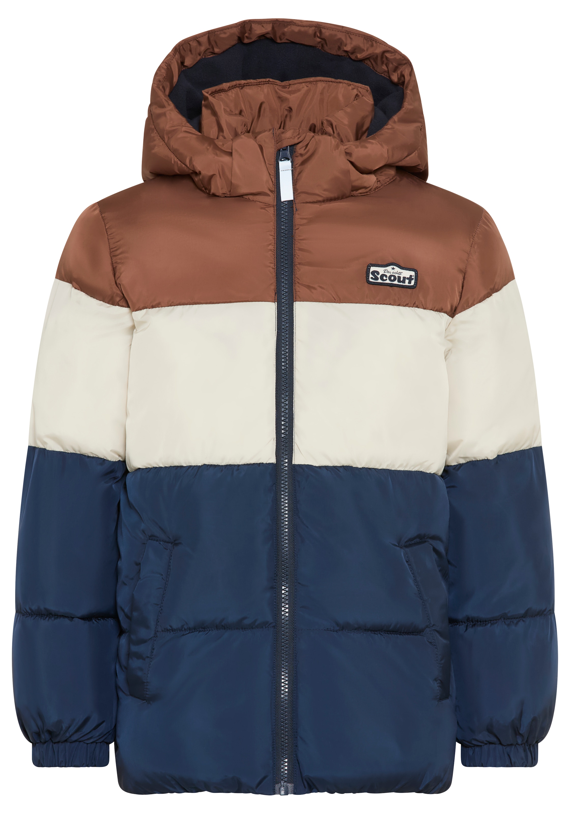Scout Winterjacke »Warme Jacke in Colorblocking-Style - NEU von SCOUT« mit Kapuze Warme Jacke mit kontrastfarbigen Einsätzen, mit Fleece gefüttert