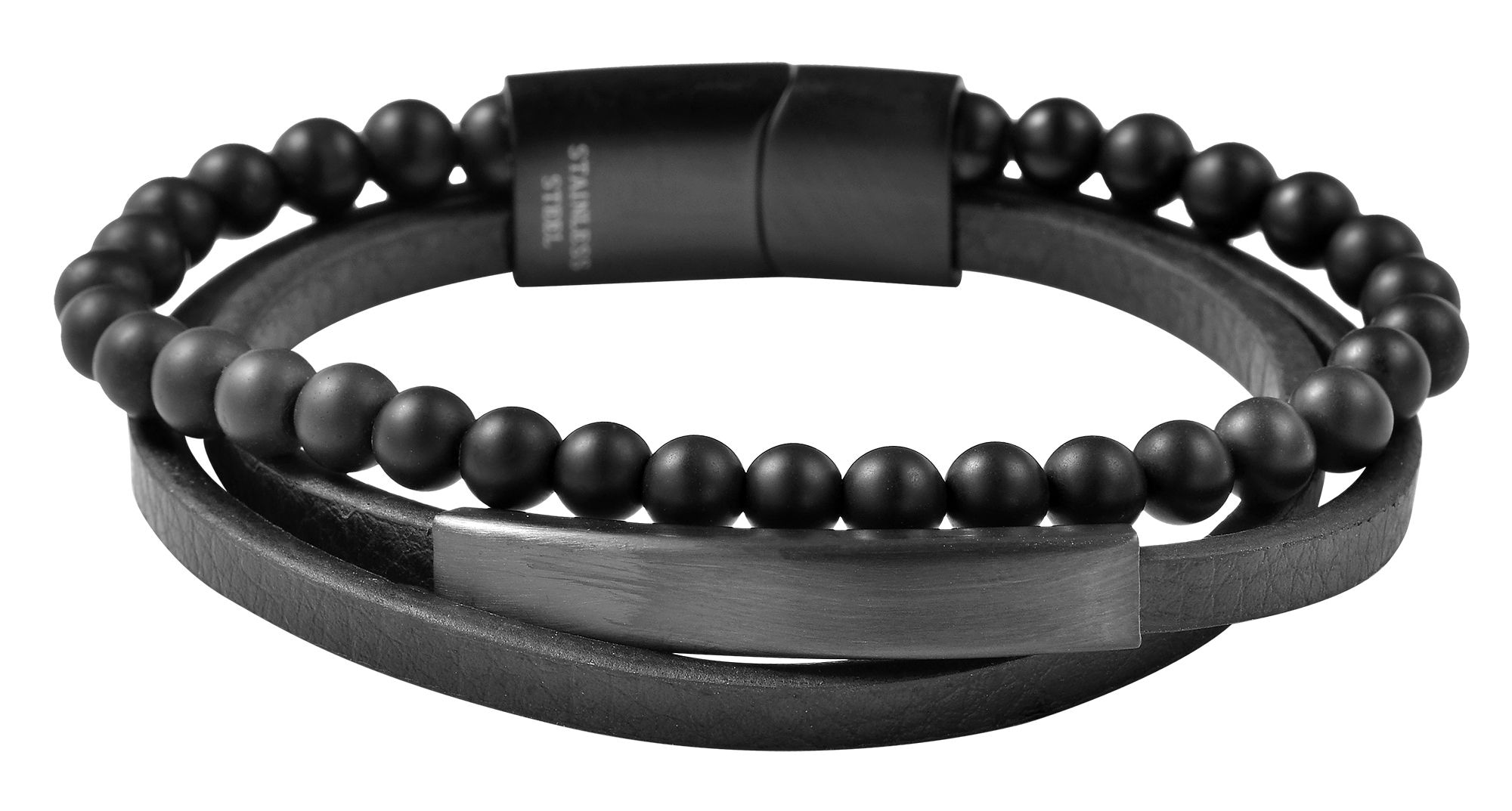 Adelia´s Lederarmband »Unisex Armband ¿ Lederarmband aus Leder mit Onyx 19 cm«