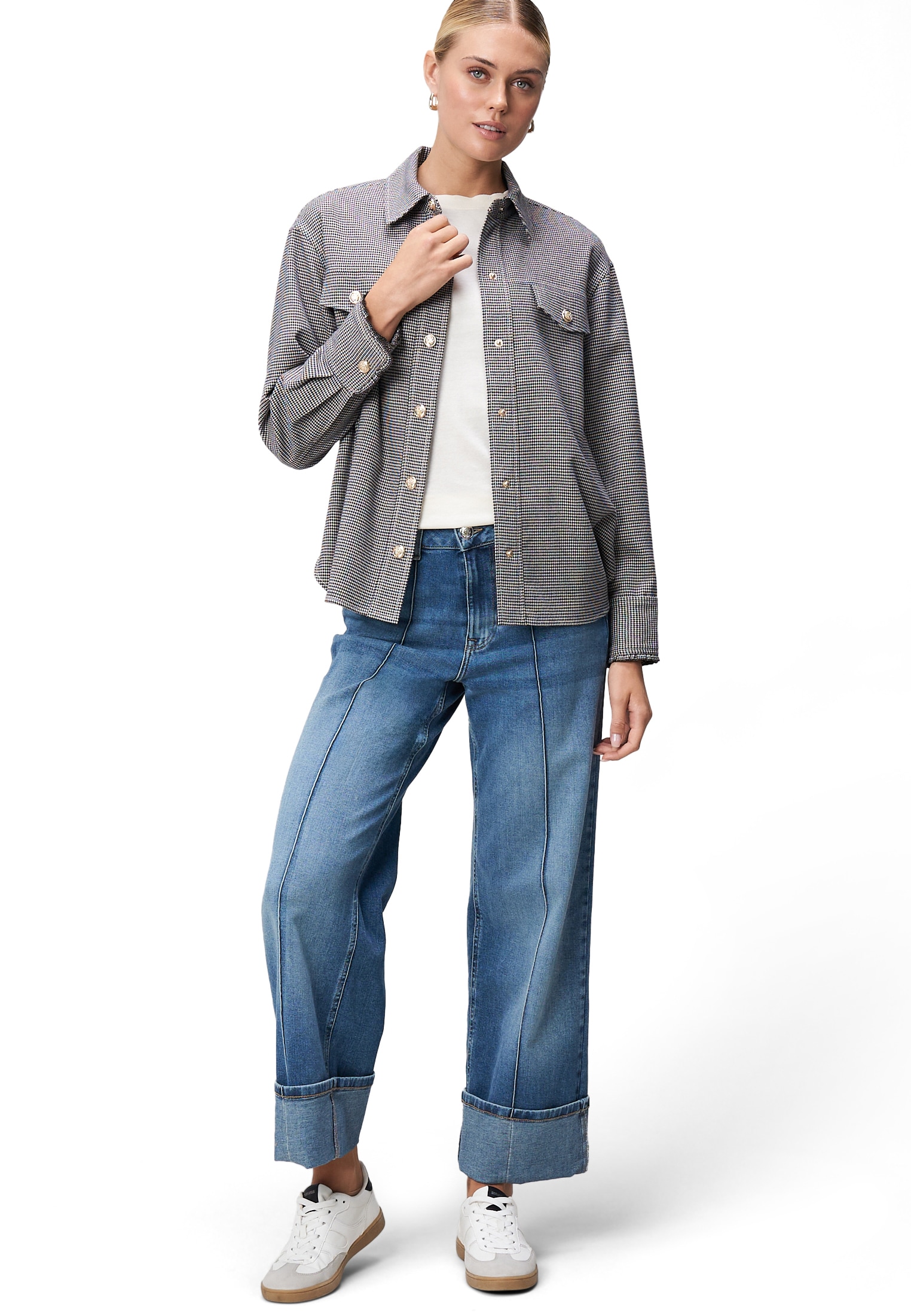 Zero Hemdbluse »Hemdbluse mit Hahnentrittmuster«