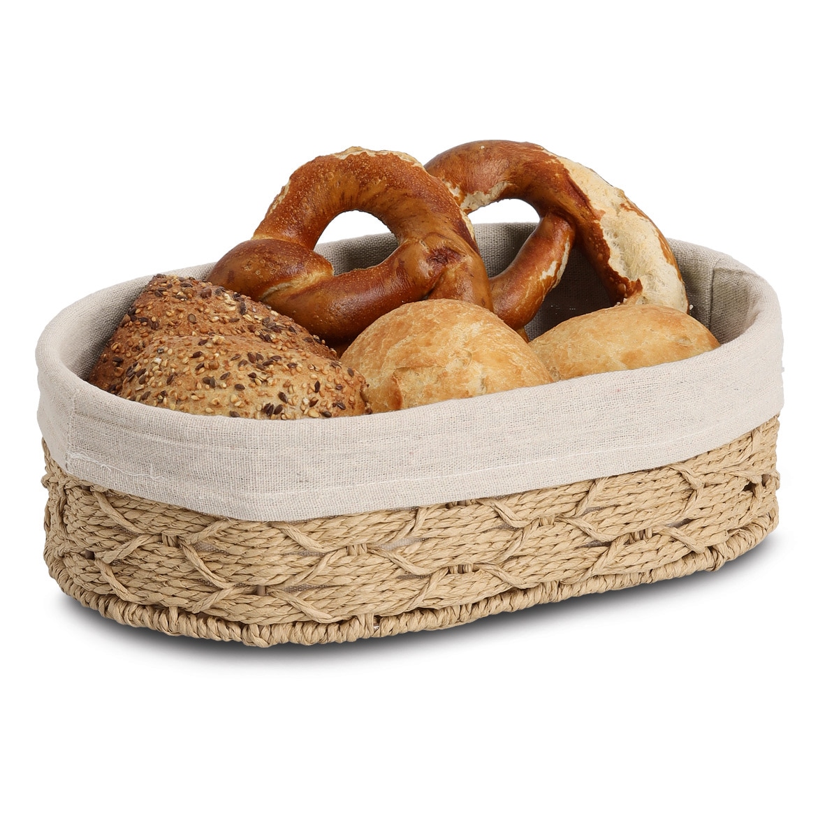 Zeller Present Brotkorb »Frühstückskorb, 2er Set« mit Beutel, Papiergeflecht/Baumwolle, ca. 30x20x9 cm
