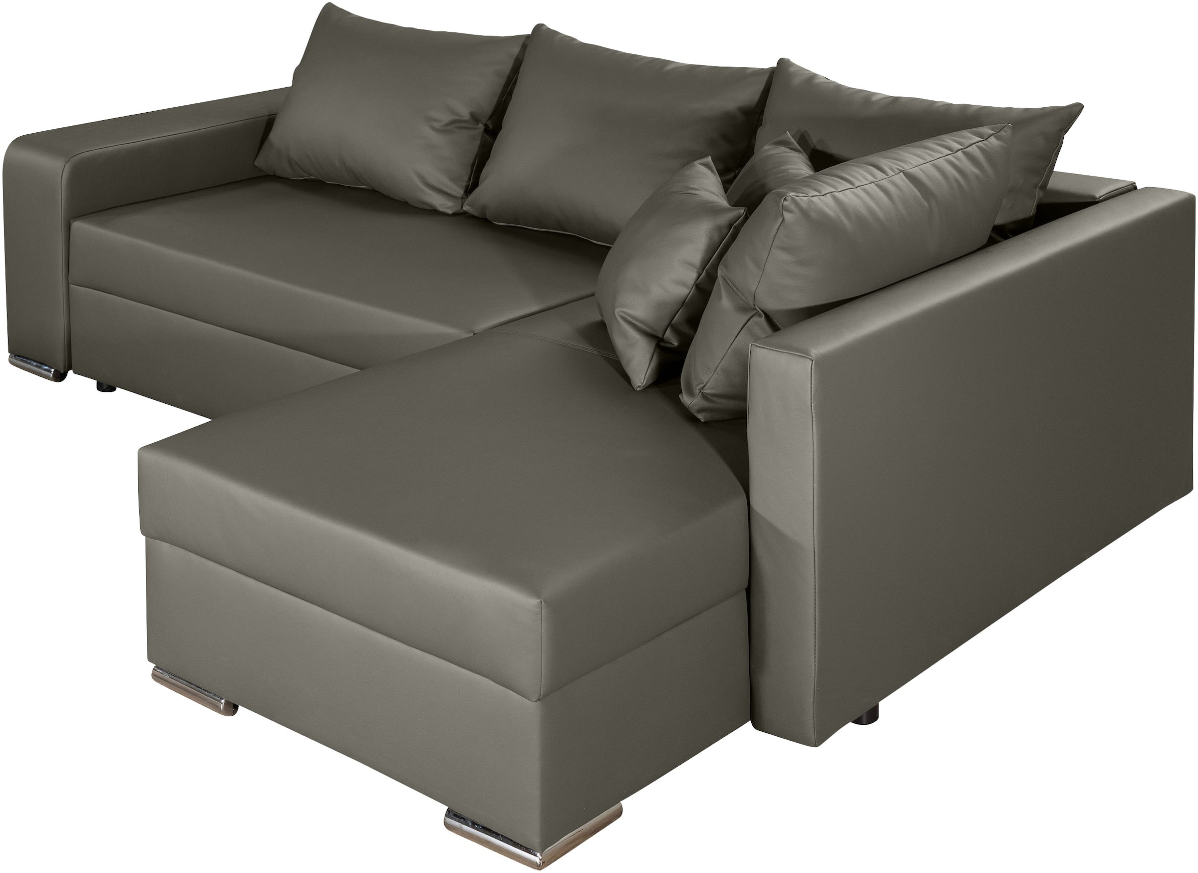 COLLECTION AB Ecksofa »John L-Form, B: 226 cm, Schlaffunktion & Bettkasten« Regalelement mit Licht, Couch mit Federkern, 2 Zierkissen