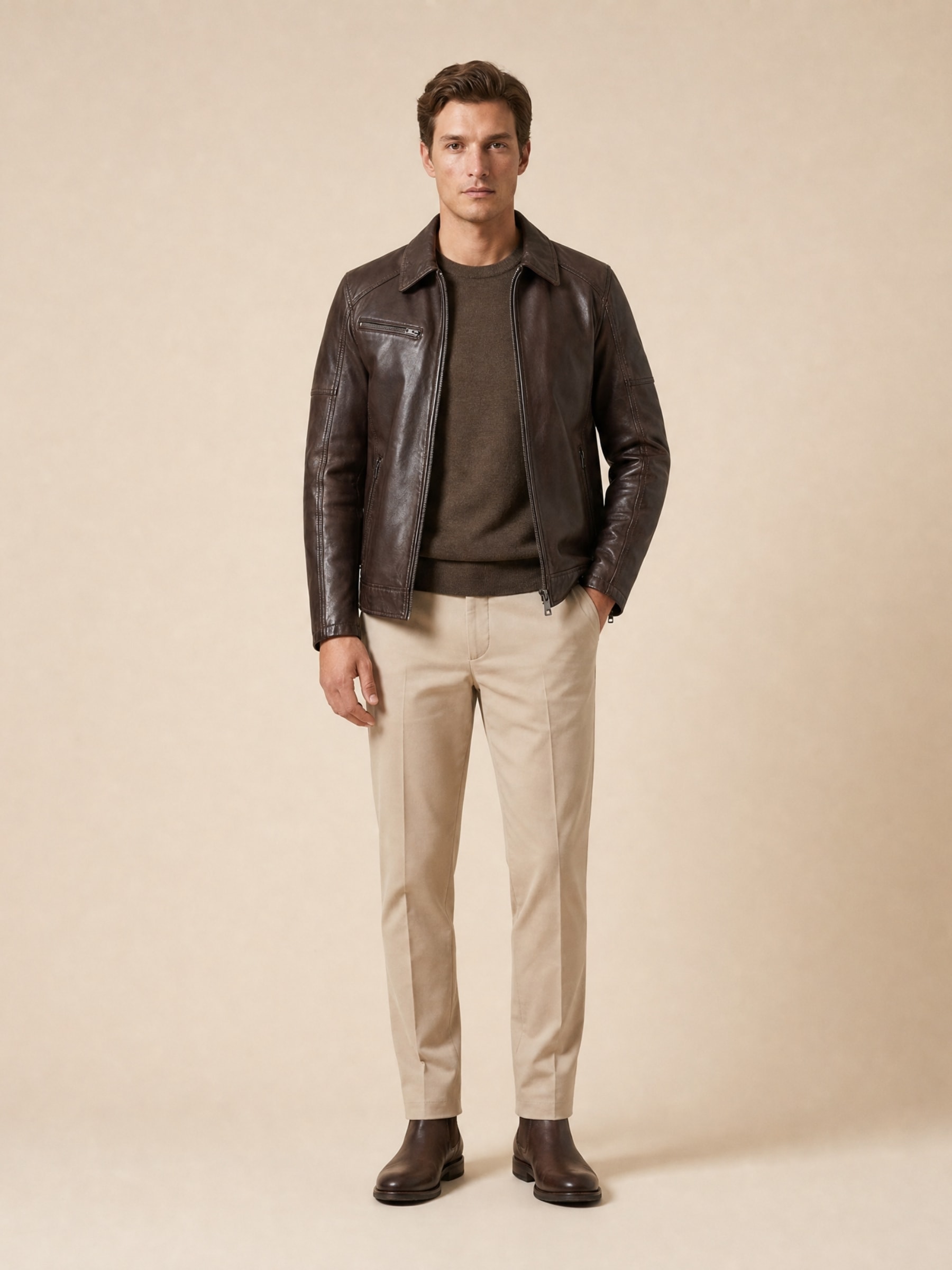 RICANO Lederjacke »Lederjacke Claude« ohne Kapuze Handgefertigt aus echtem Leder