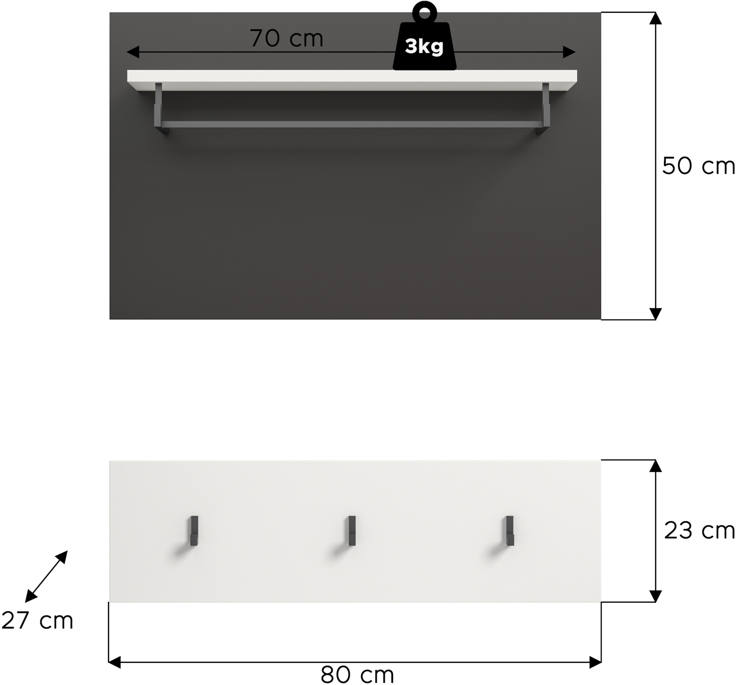 INOSIGN Garderobenpaneel »REHAT, TOPSELLER!, 2-teilig, bestehend aus: Paneel & Hakenleiste« in verschiedenen Farben erhältlich, 1 Stk. tlg. Paneel, Hakenleiste, Wandboard, Garderobe, Garderobenleiste