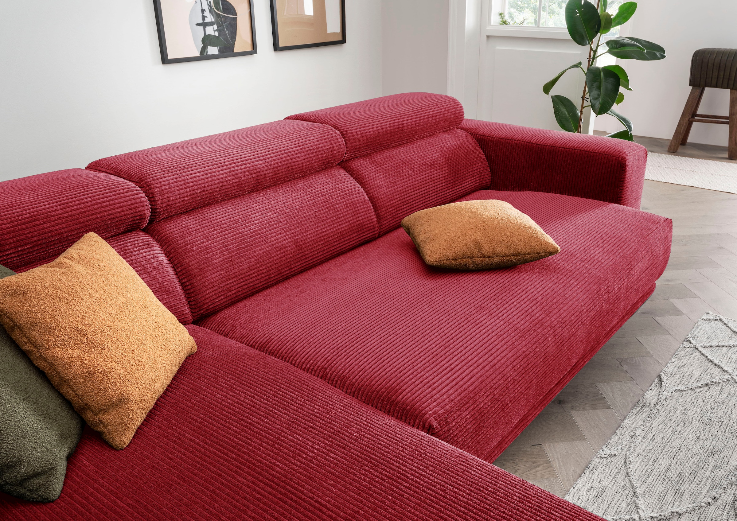 alina Ecksofa »Hikari«, wahlweise mit Sitzvorzug, in modernem Cordstoff, Breite 276 cm