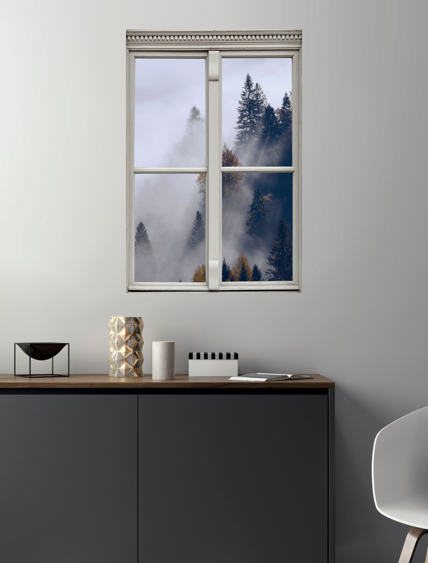 queence Wandsticker »Nebel« Wandsticker, Wandbild, selbstklebend, 3D, Fenster