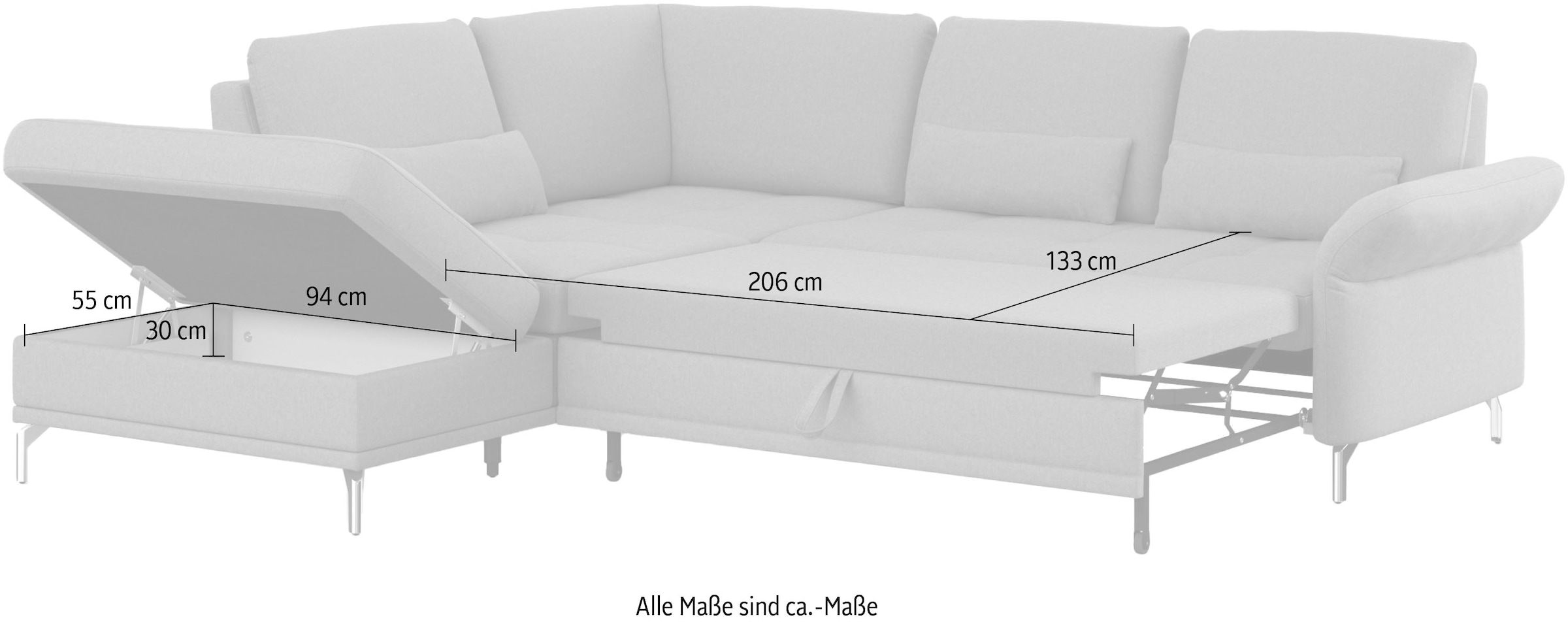 INOSIGN Ecksofa »Palm Beach L-Form«, Federkern, mit Sitztiefenverstellung, wahlweise mit Bettfunktion
