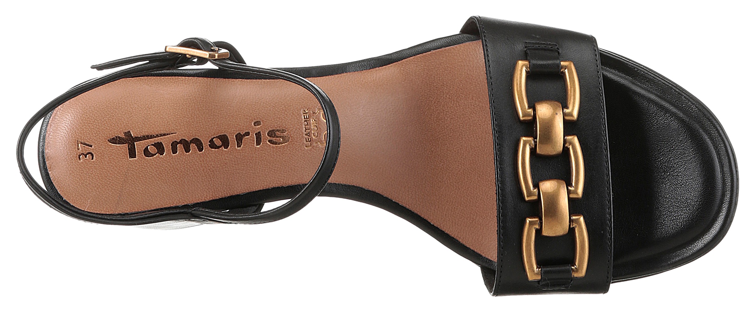 Tamaris Sandalette, Blockabsatz, Abendschuh, Sommerschuh mit edler Zierkette