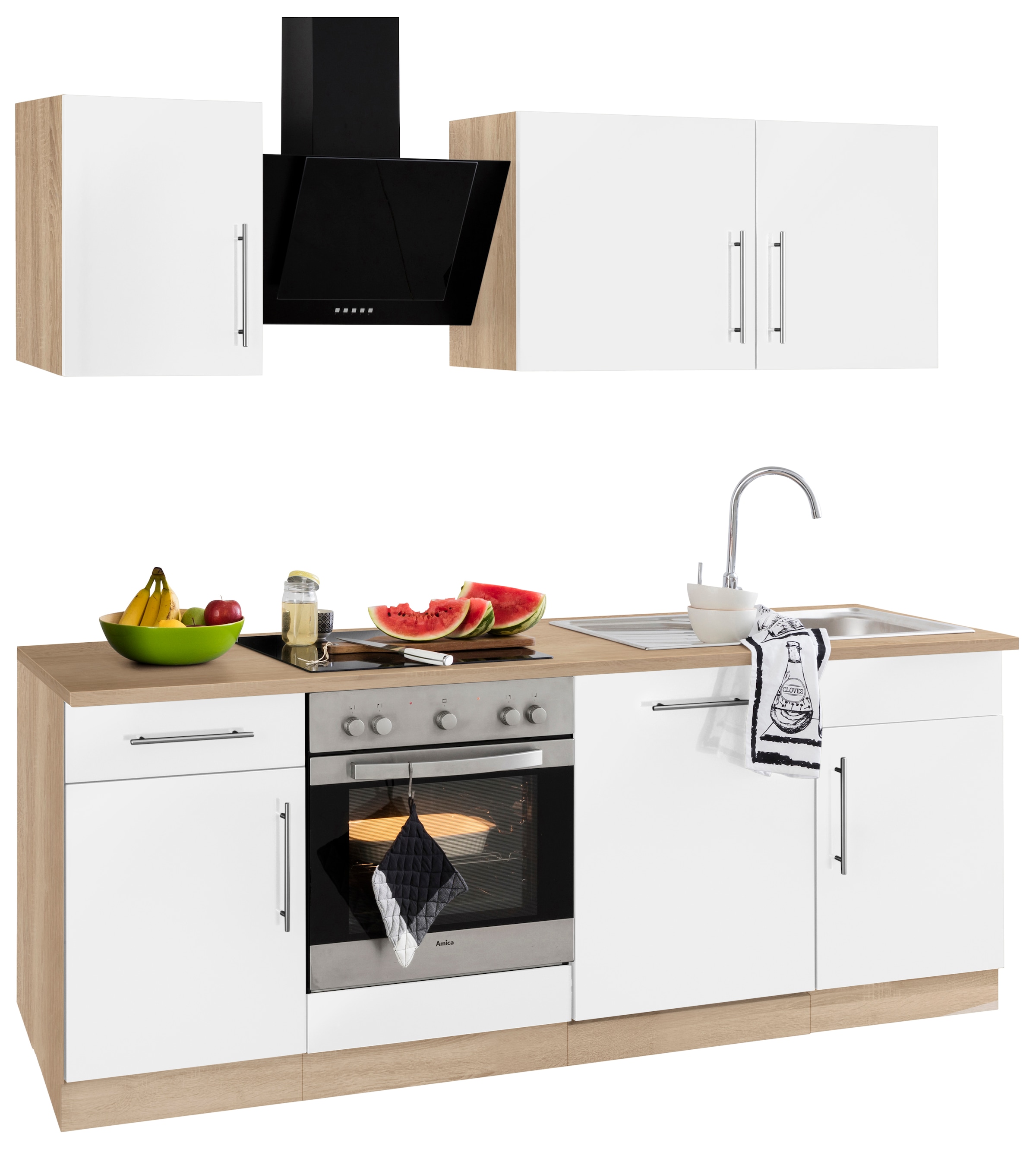 wiho Küchen online »Cali«, bei mit E-Geräten, 220 OTTO Breite mit Küchenzeile cm Metallgriffen