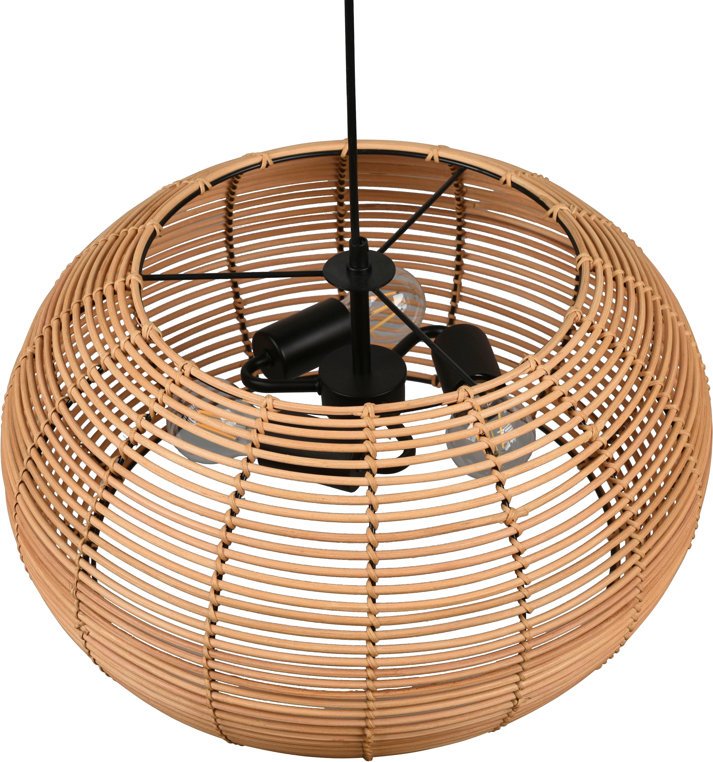 TRIO Leuchten Pendelleuchte »Inga«, 3 flammig, Leuchtmittel E27 | ohne Leuchtmittel, Hängelampe Rattan in Korbgeflecht Optik, exkl 3xE27, höhenverstellbar